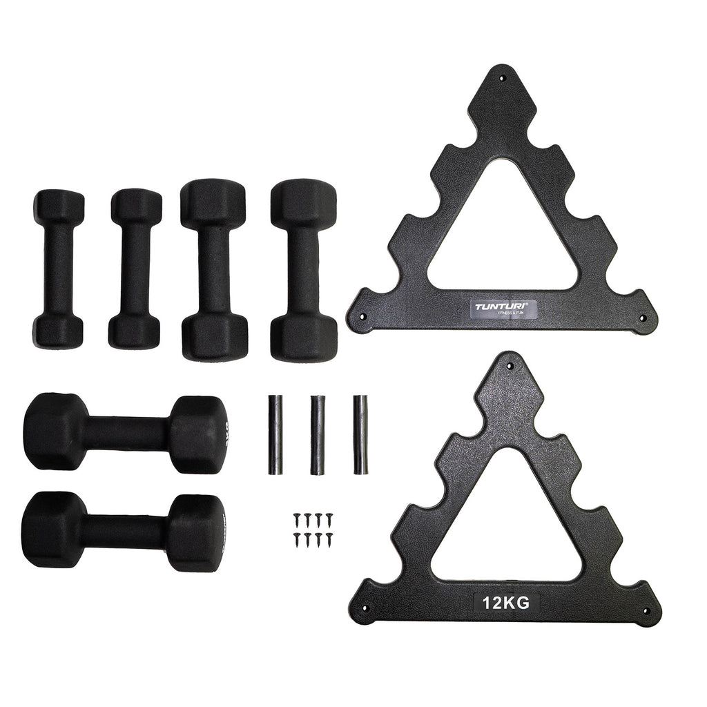 Tunturi Neoprene Dumbellset 3Prs+Stand afbeelding 5