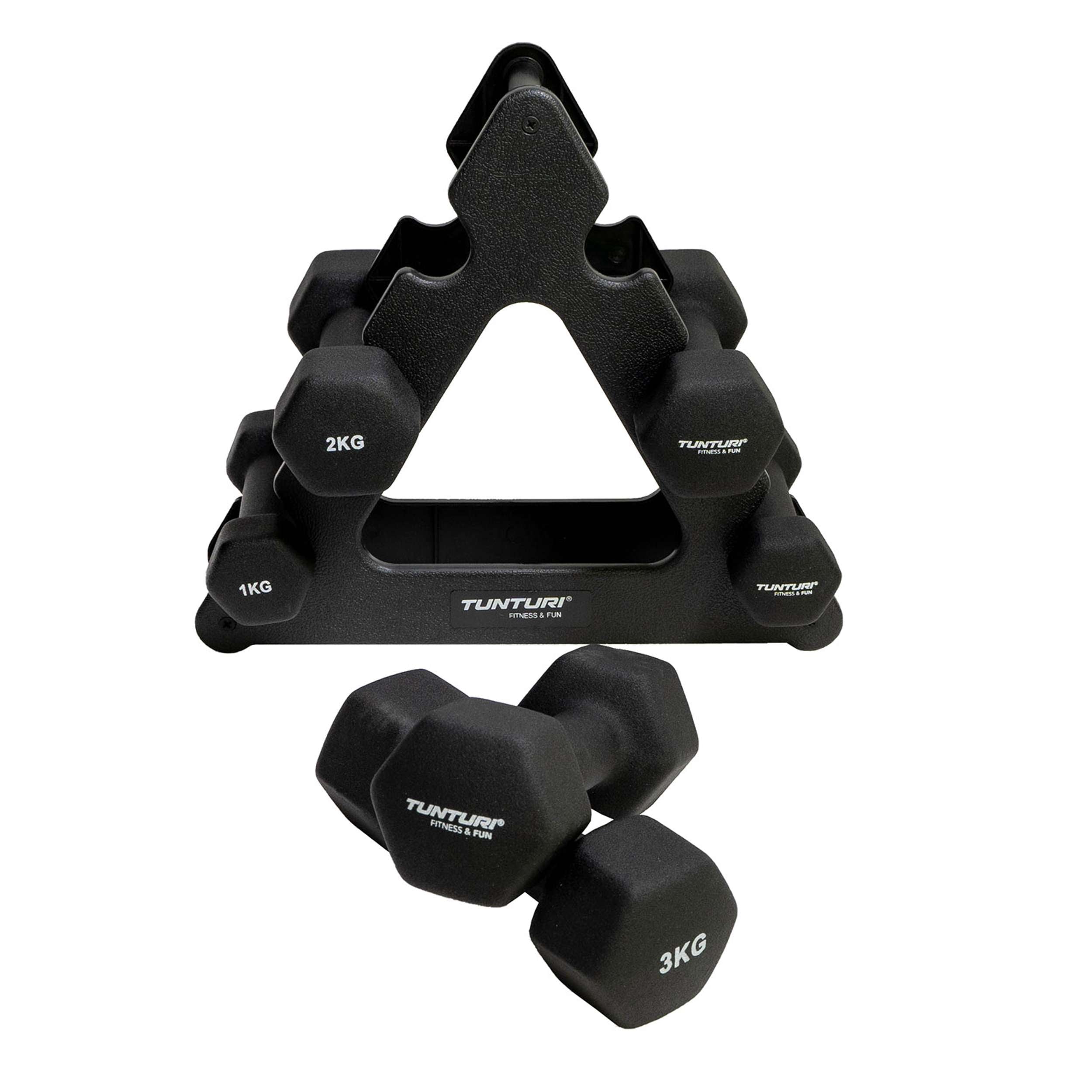 Tunturi Neoprene Dumbellset 3Prs+Stand afbeelding 8