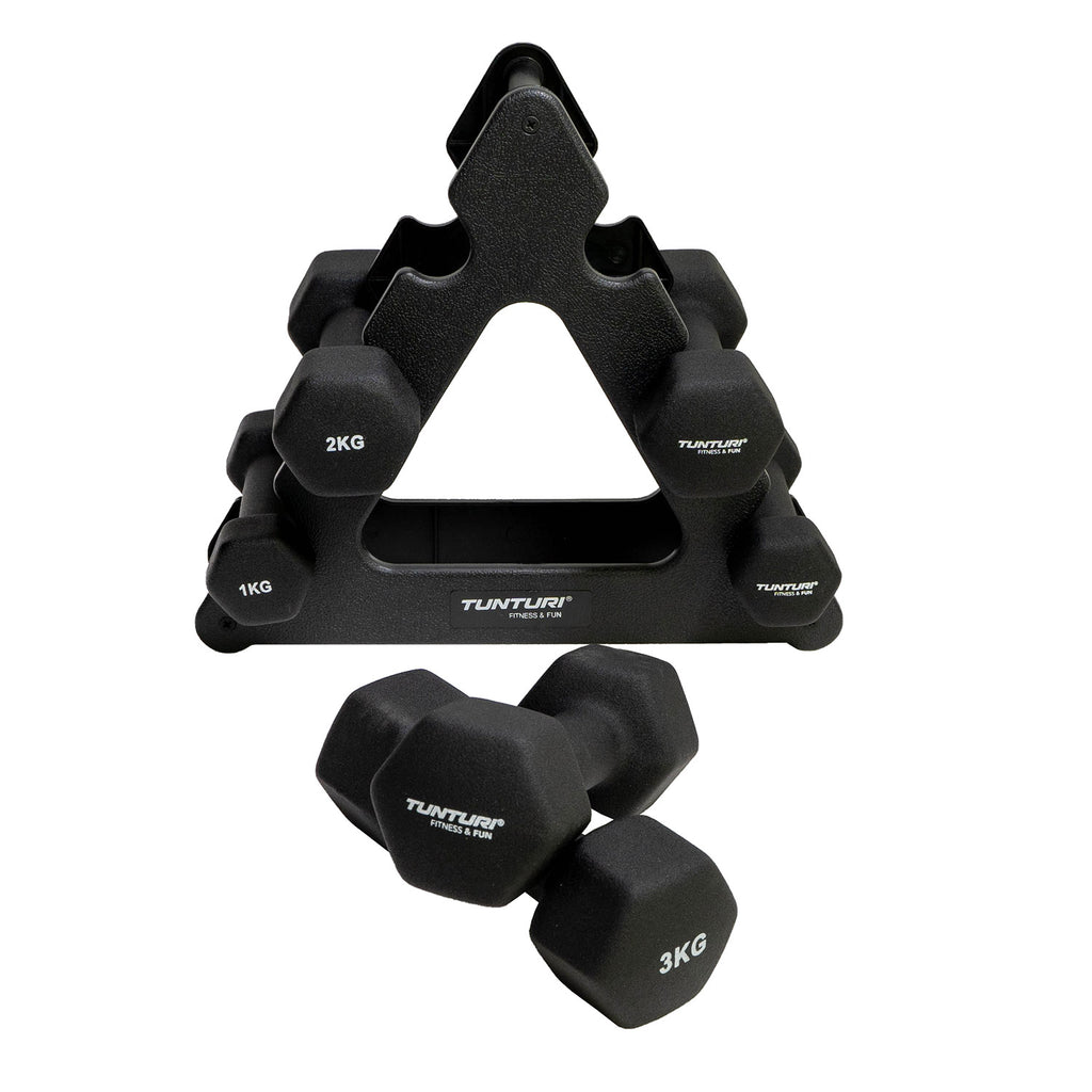 Tunturi Neoprene Dumbellset 3Prs+Stand afbeelding 8