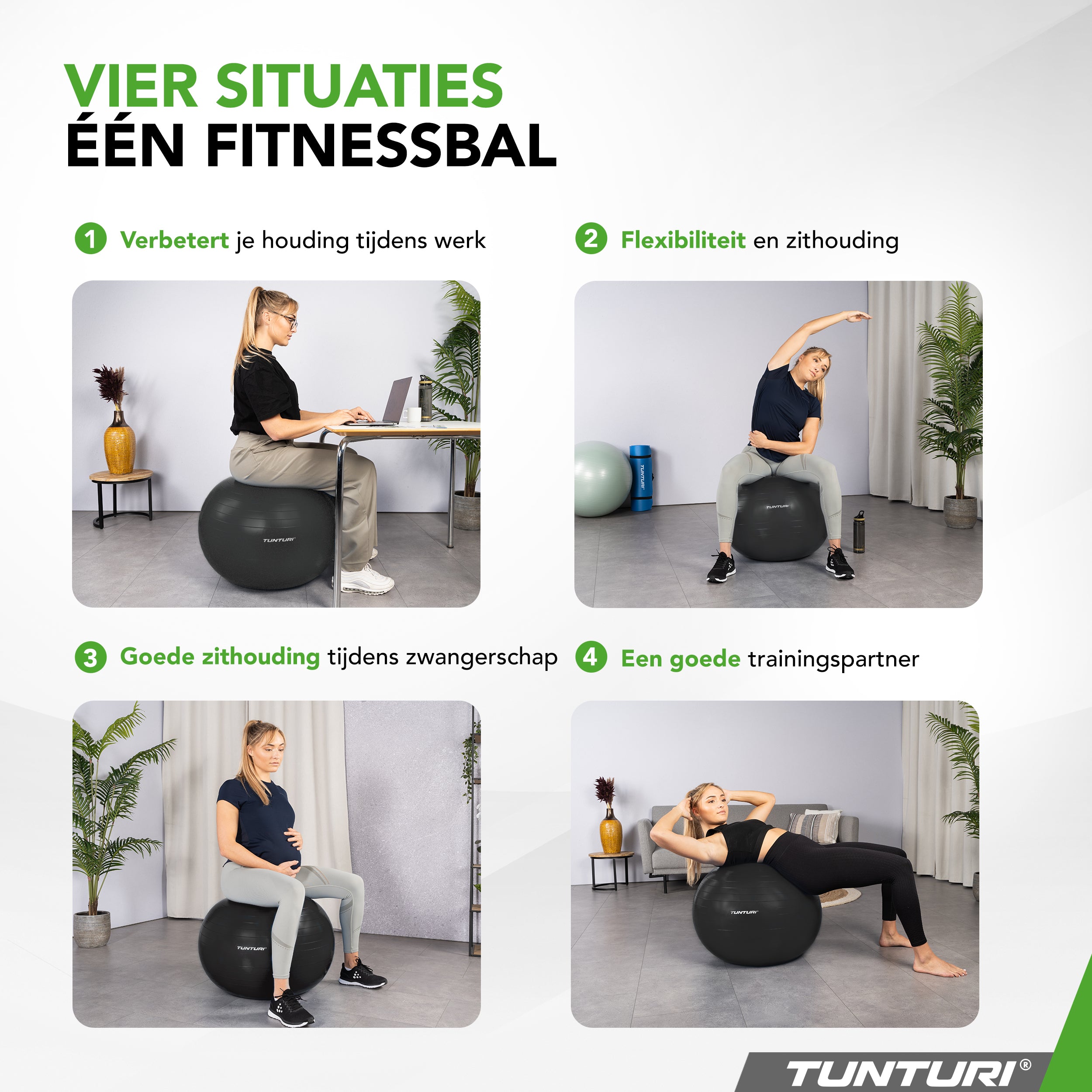 Tunturi Gymball 65cm, Black, Anti Burst afbeelding 3