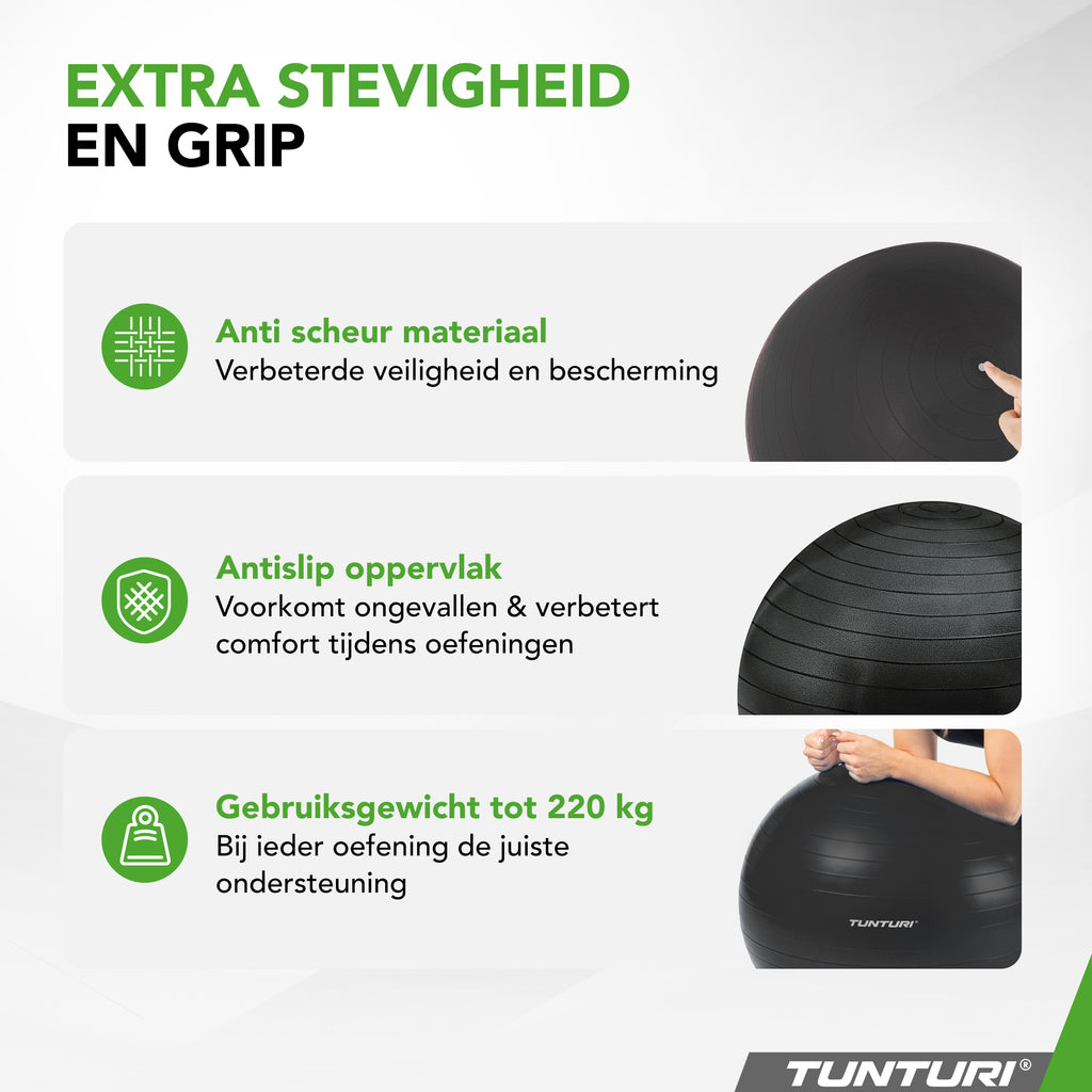 Tunturi Gymball 65cm, Black, Anti Burst afbeelding 4