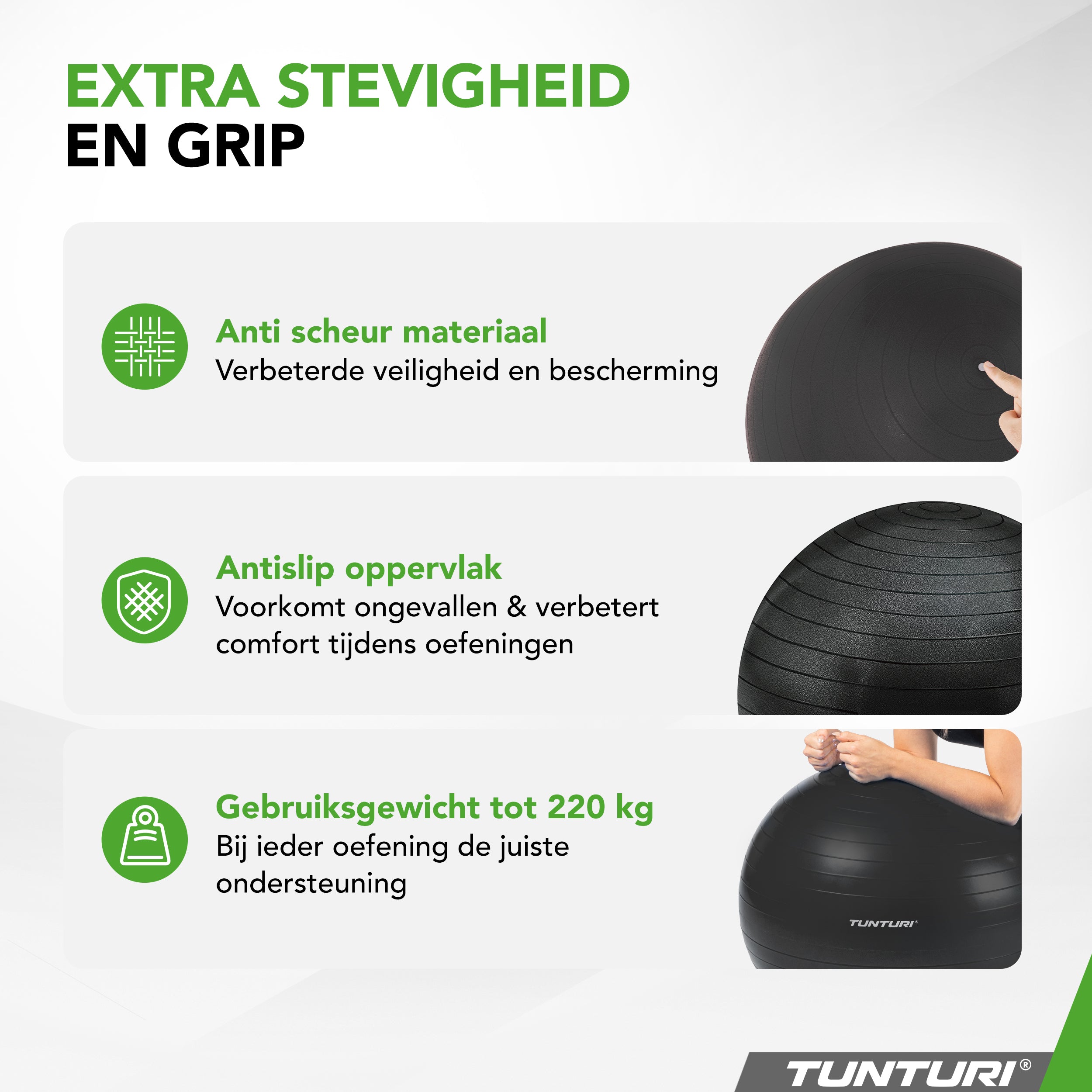 Tunturi Gymball 65cm, Black, Anti Burst afbeelding 4