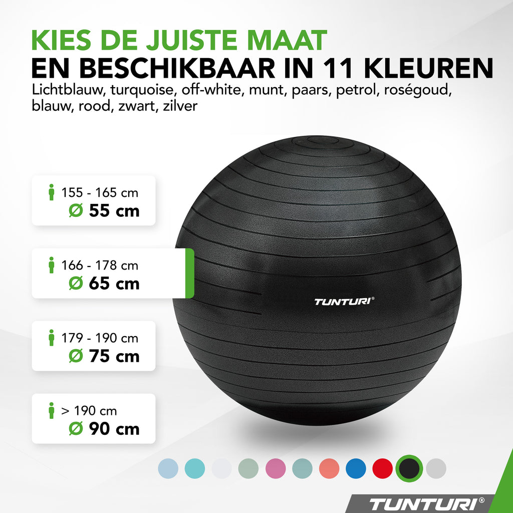 Tunturi Gymball 65cm, Black, Anti Burst afbeelding 8