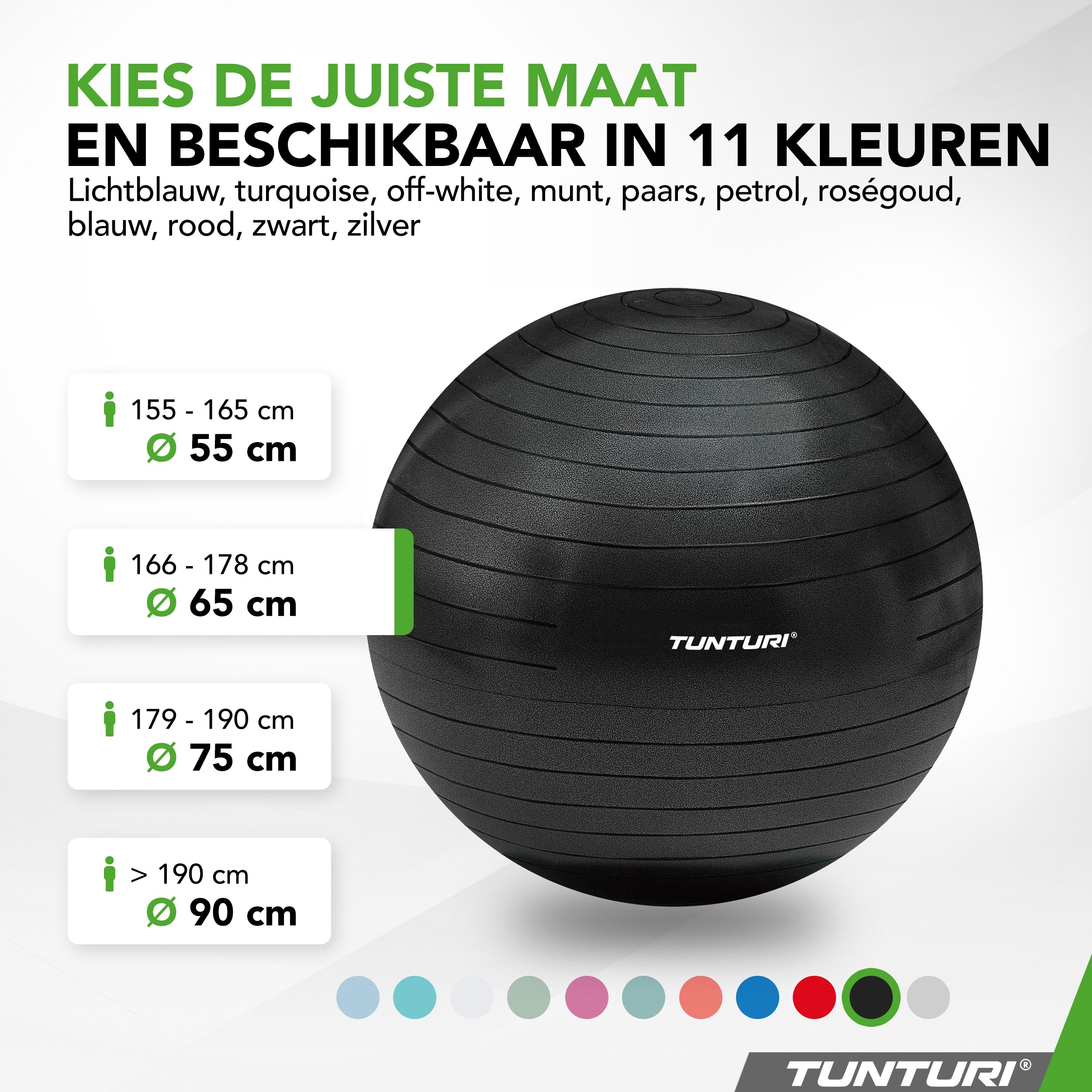 Tunturi Gymball 65cm, Black, Anti Burst afbeelding 8