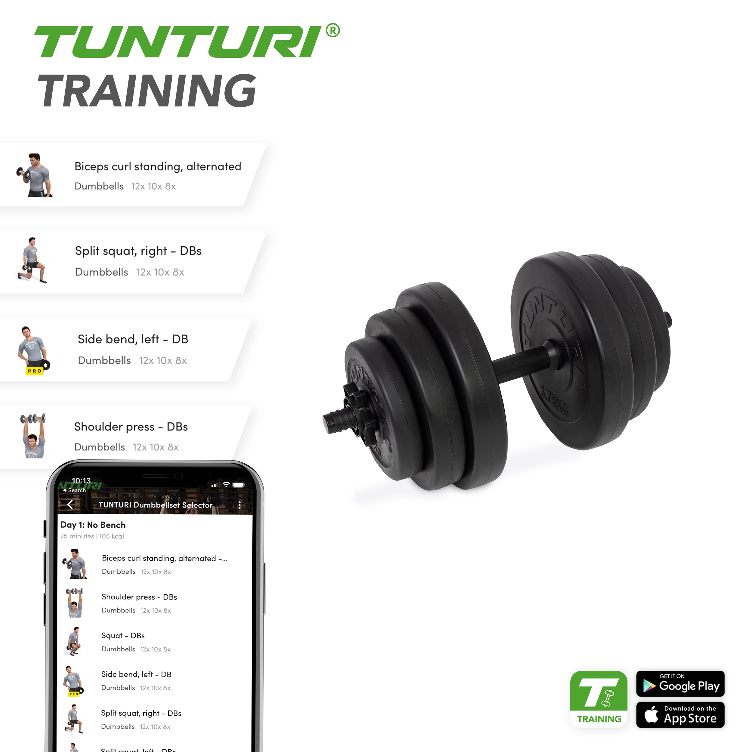 Tunturi Vinyl Dumbbellset 15kg afbeelding 6