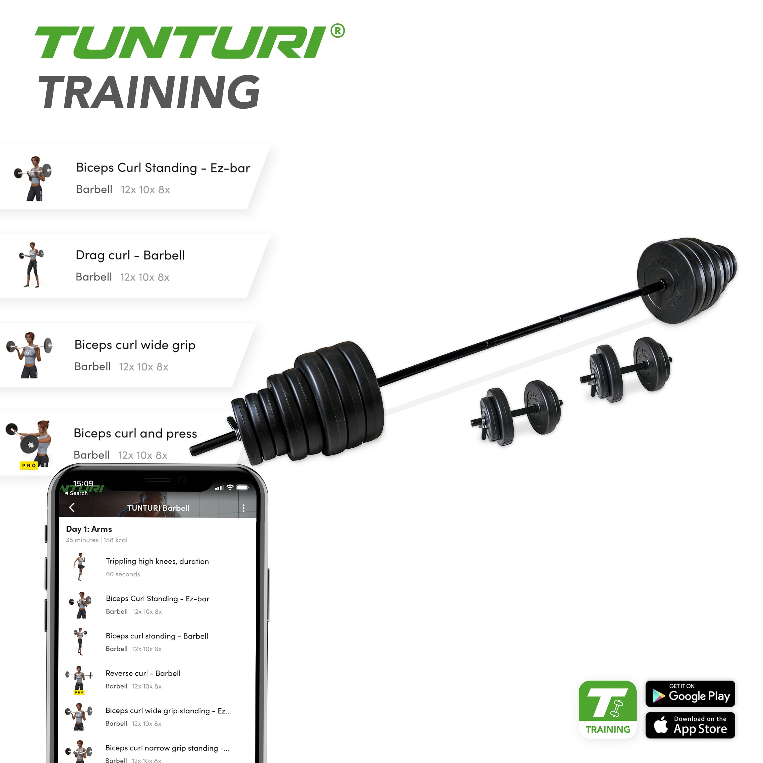 Tunturi Vinyl Barbell/Dumbbell Set 50Kg (1/2) afbeelding 3