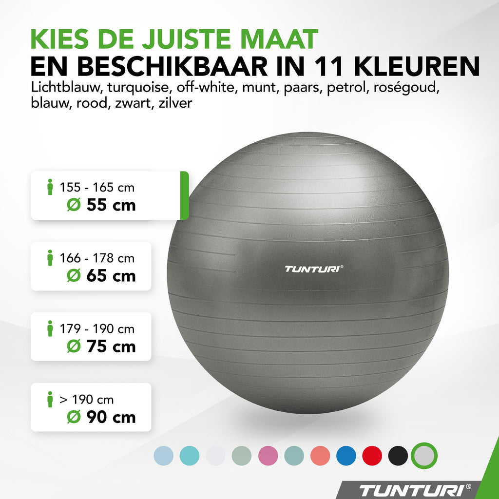 Tunturi Gymball 55cm, Silver, Anti Burst afbeelding 8