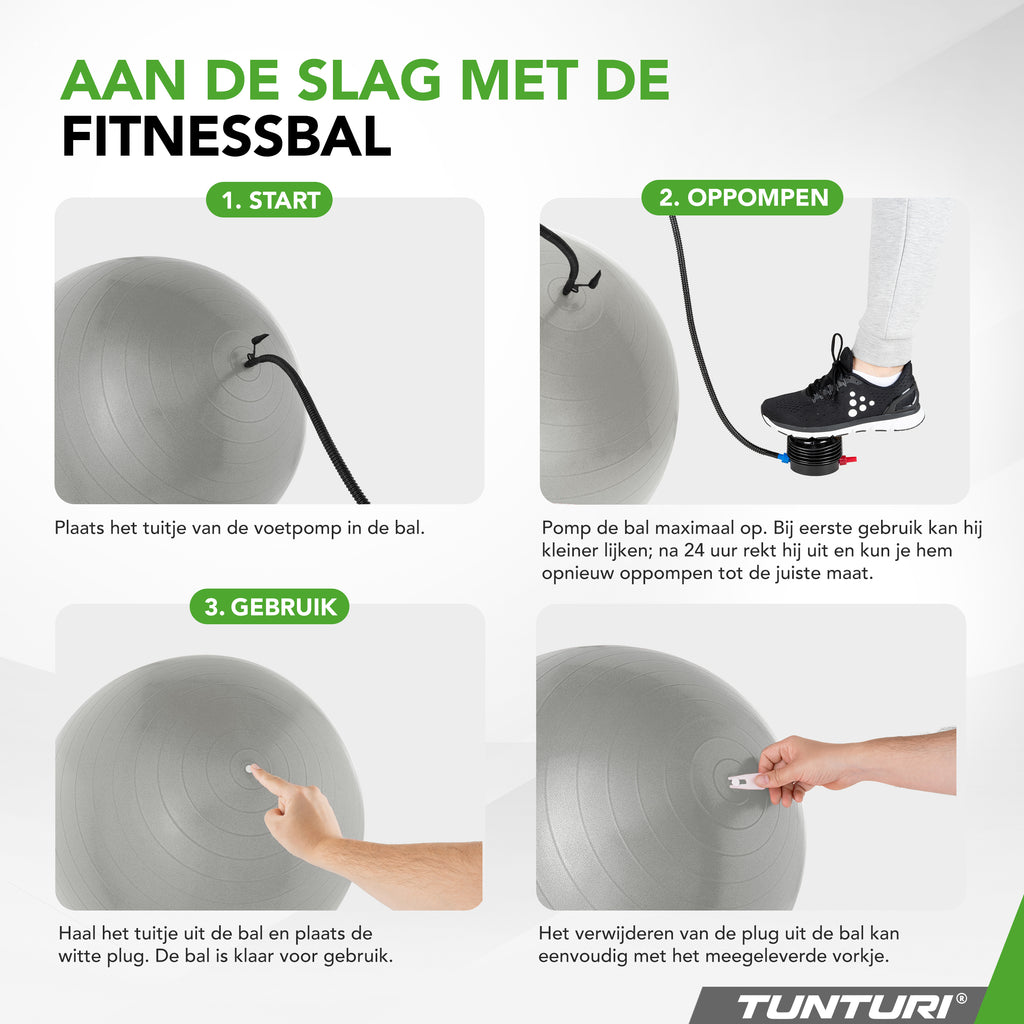 Tunturi Gymball 65cm, Silver, Anti Burst afbeelding 5