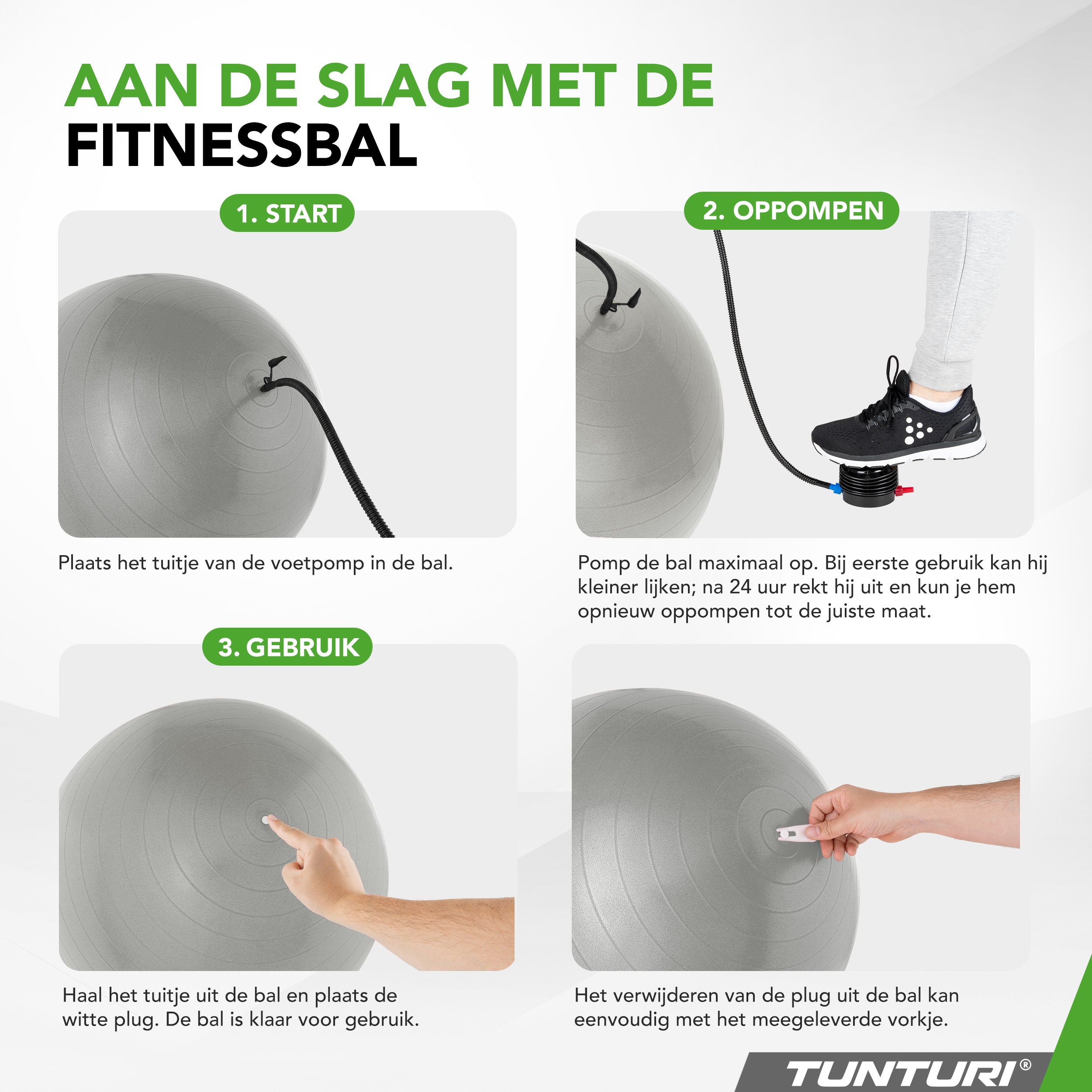 Tunturi Gymball 90cm, Silver, Anti Burst afbeelding 5