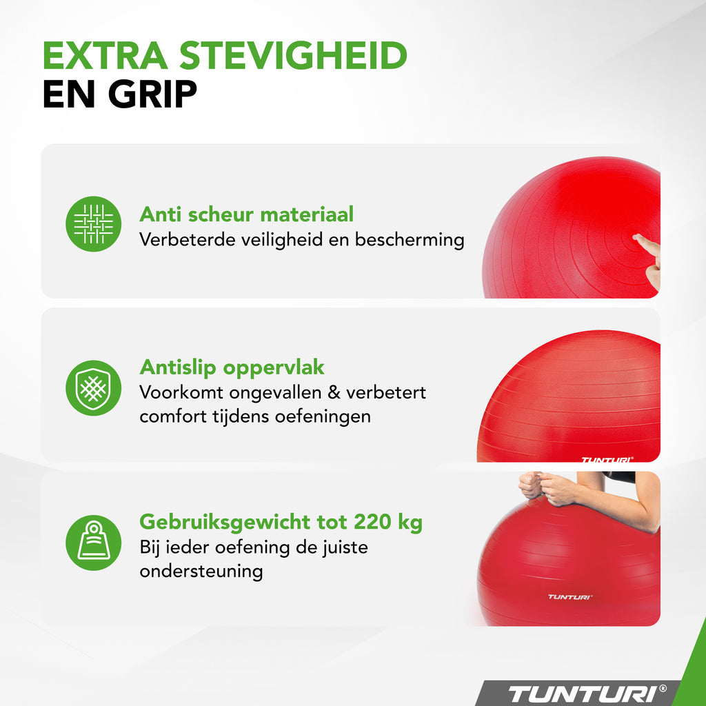 Tunturi Gymball 55cm, Red, Anti Burst afbeelding 4