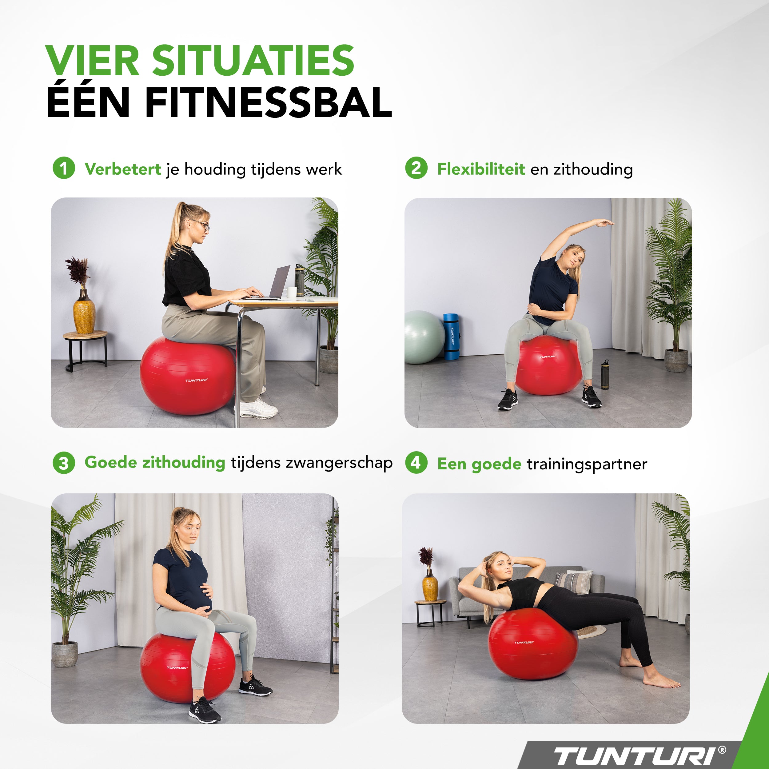 Tunturi Gymball 75cm, Red, Anti Burst afbeelding 3