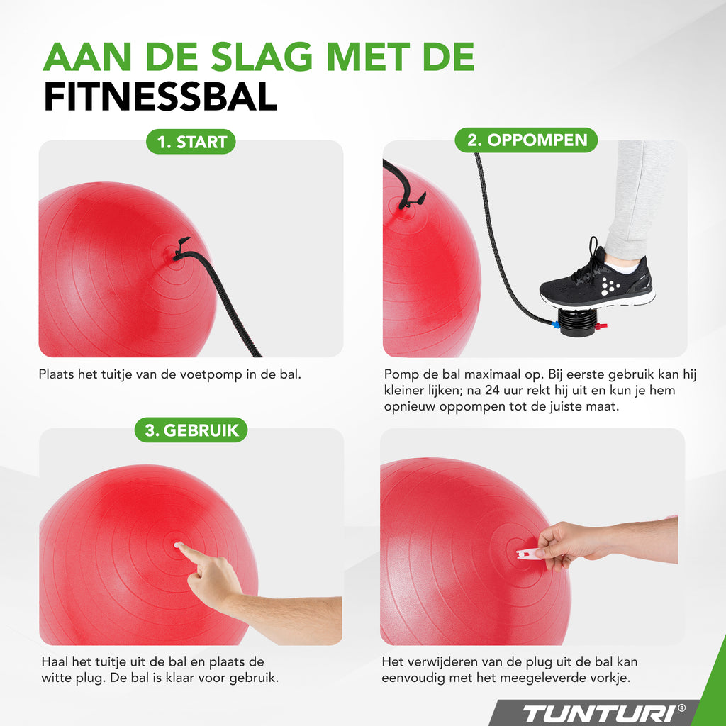 Tunturi Gymball 75cm, Red, Anti Burst afbeelding 5