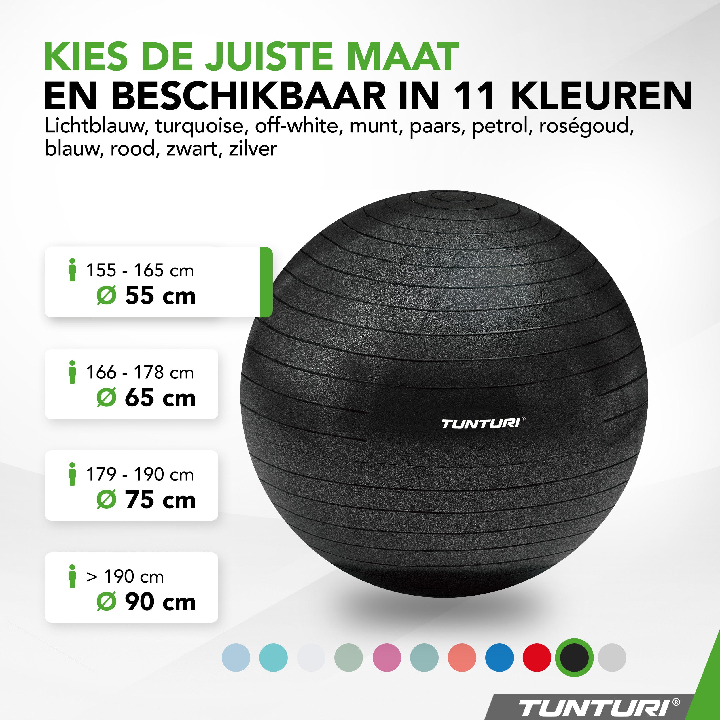 Tunturi Gymball 55cm, Black, Anti Burst afbeelding 8