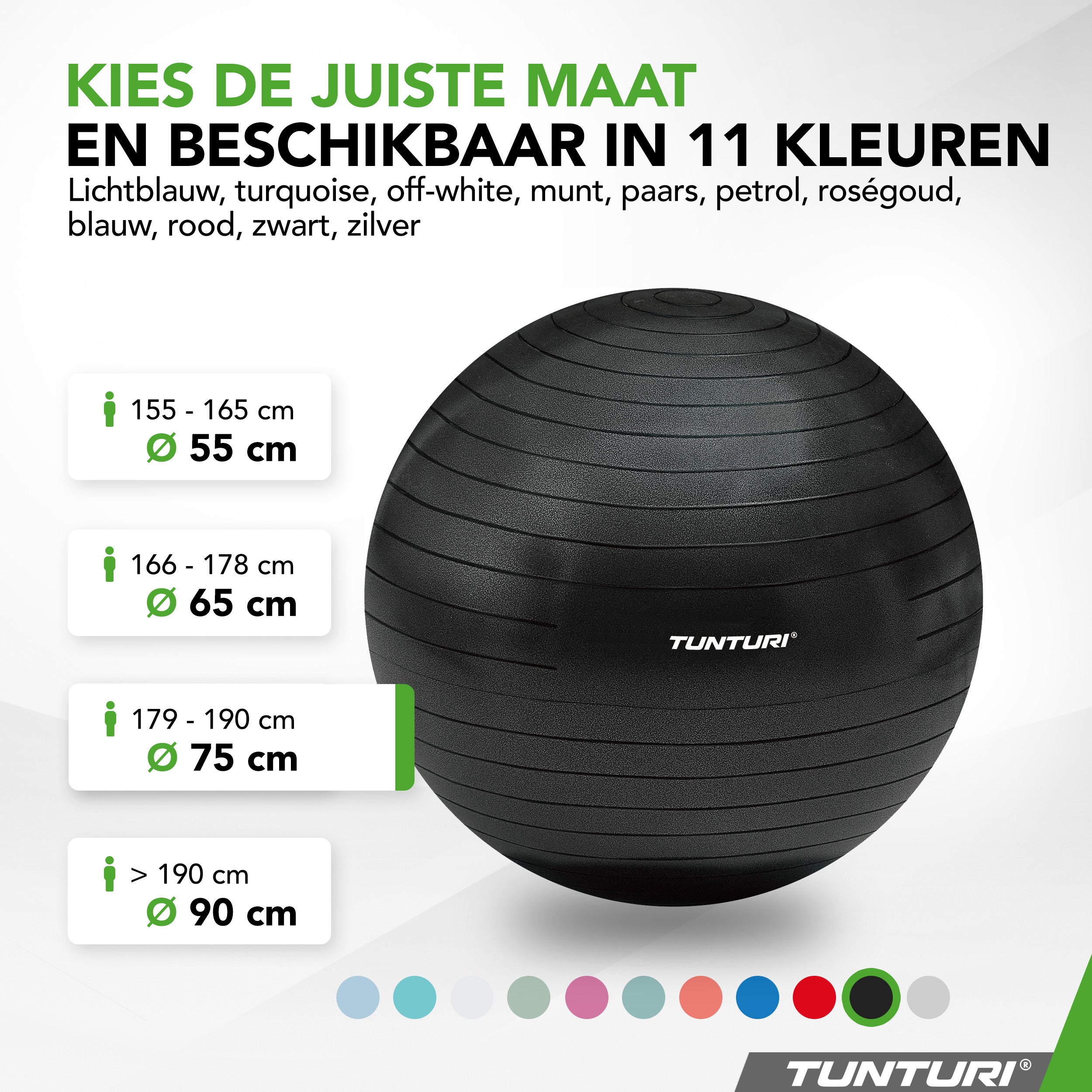 Tunturi Gymball 75cm, Black, Anti Burst afbeelding 8