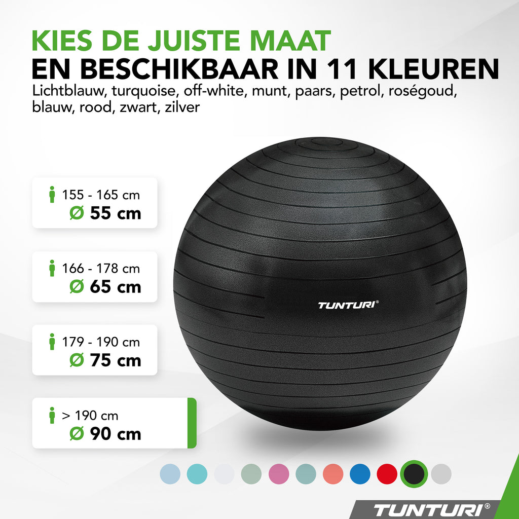 Tunturi Gymball 90cm, Black, Anti Burst afbeelding 8