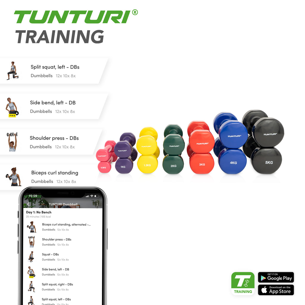 Tunturi Dumbbell Bar 36cm - Screw afbeelding 3