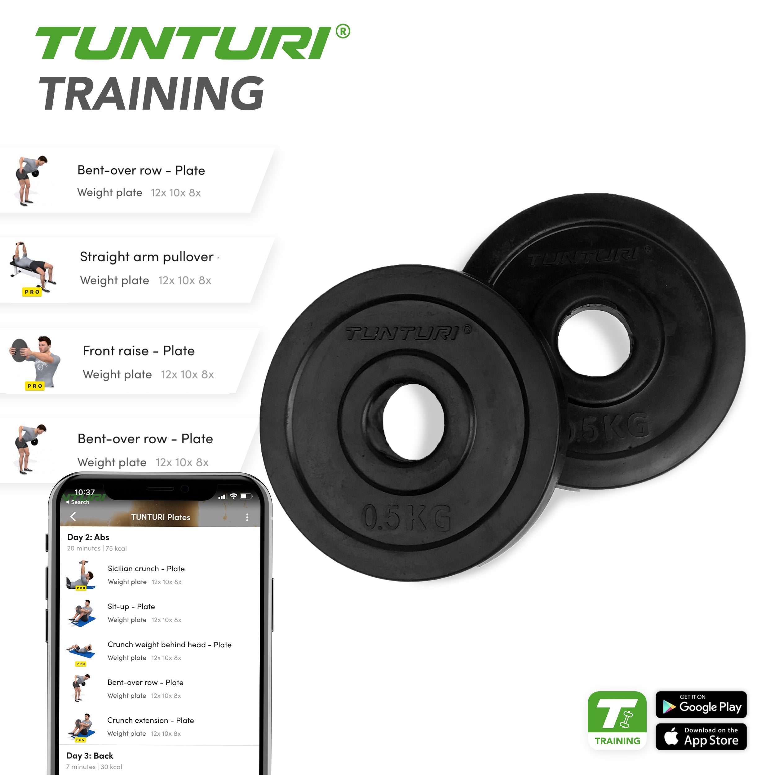 Tunturi Rubber Plates 0.5kg - Pair afbeelding 4