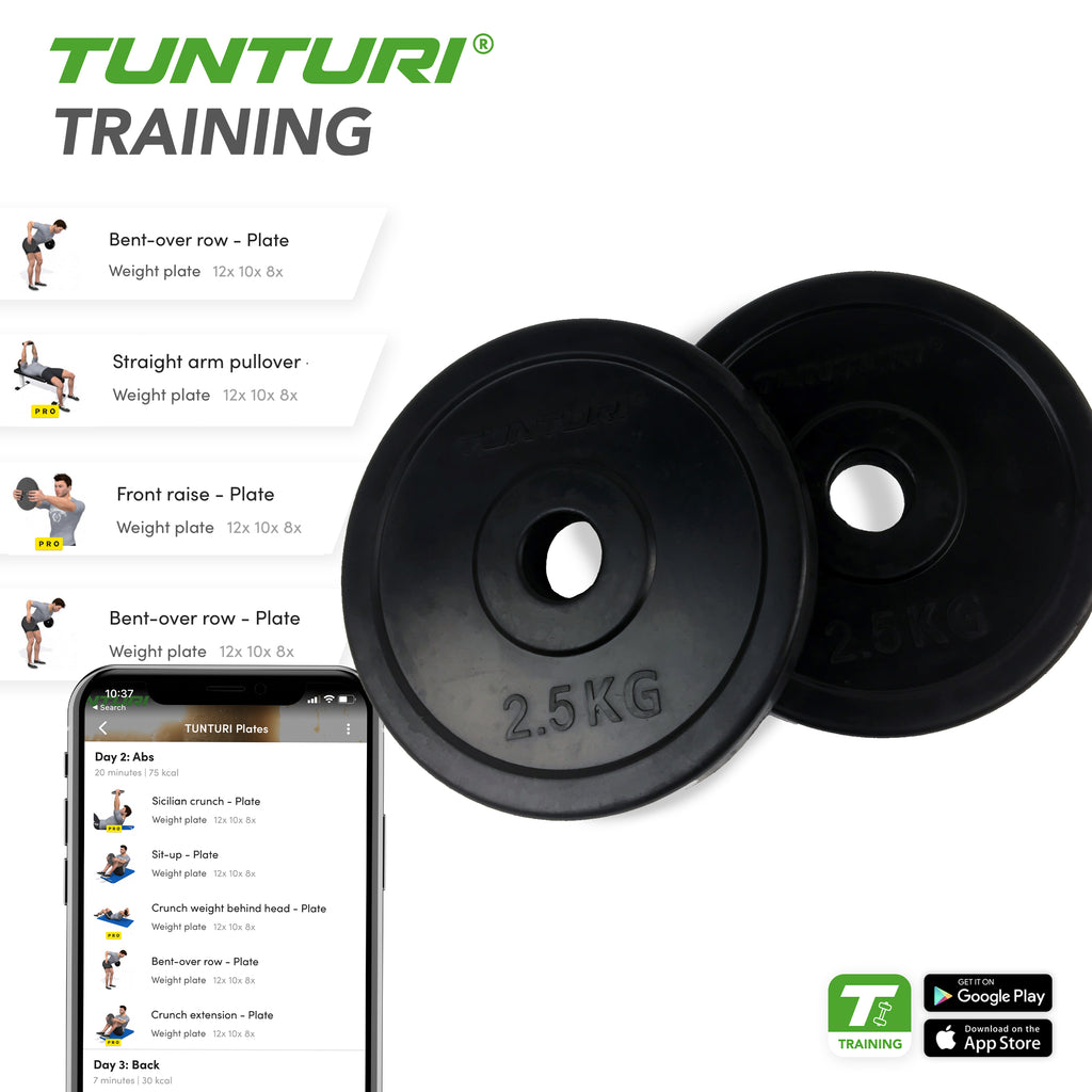 Tunturi Rubber Plates 2.5kg - Pair afbeelding 4