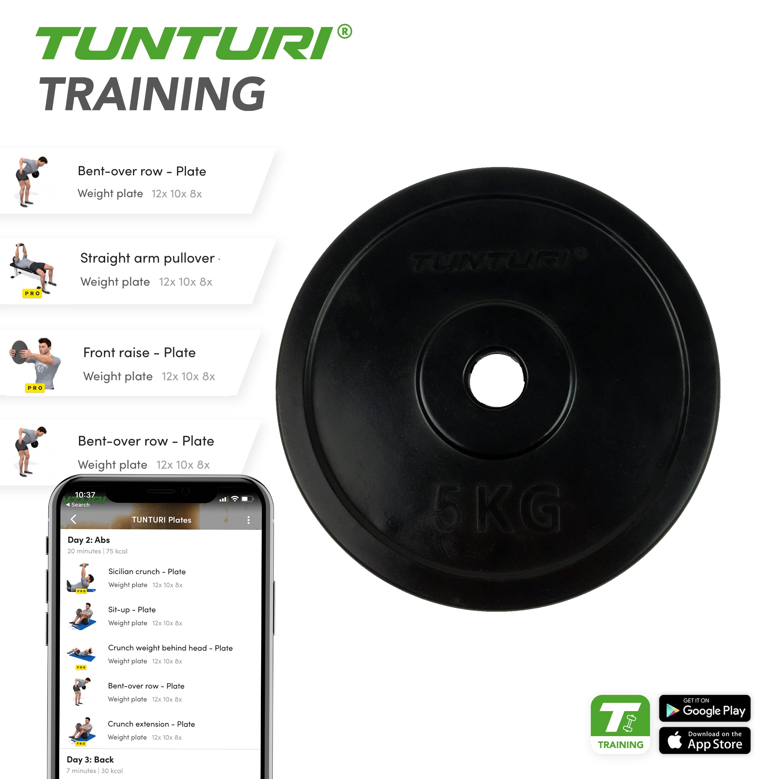 Tunturi Rubber Plate 5.0kg - Single afbeelding 3