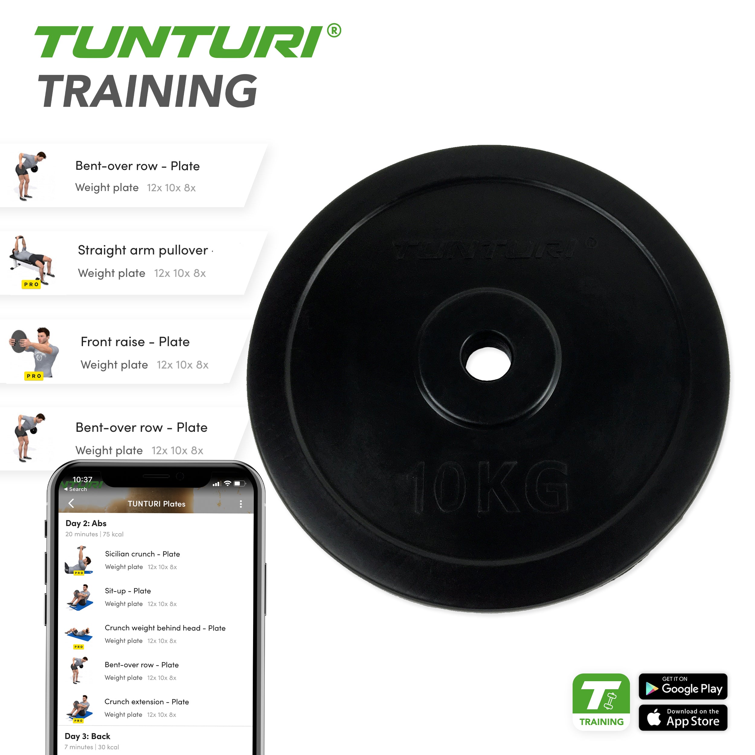 Tunturi Rubber Plate 10.0kg - Single afbeelding 3