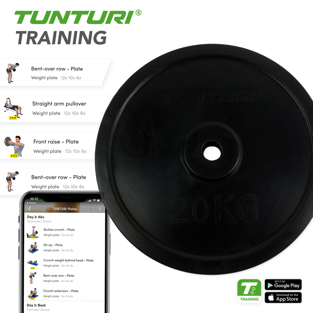Tunturi Rubber Plate 20.0kg - Single afbeelding 3