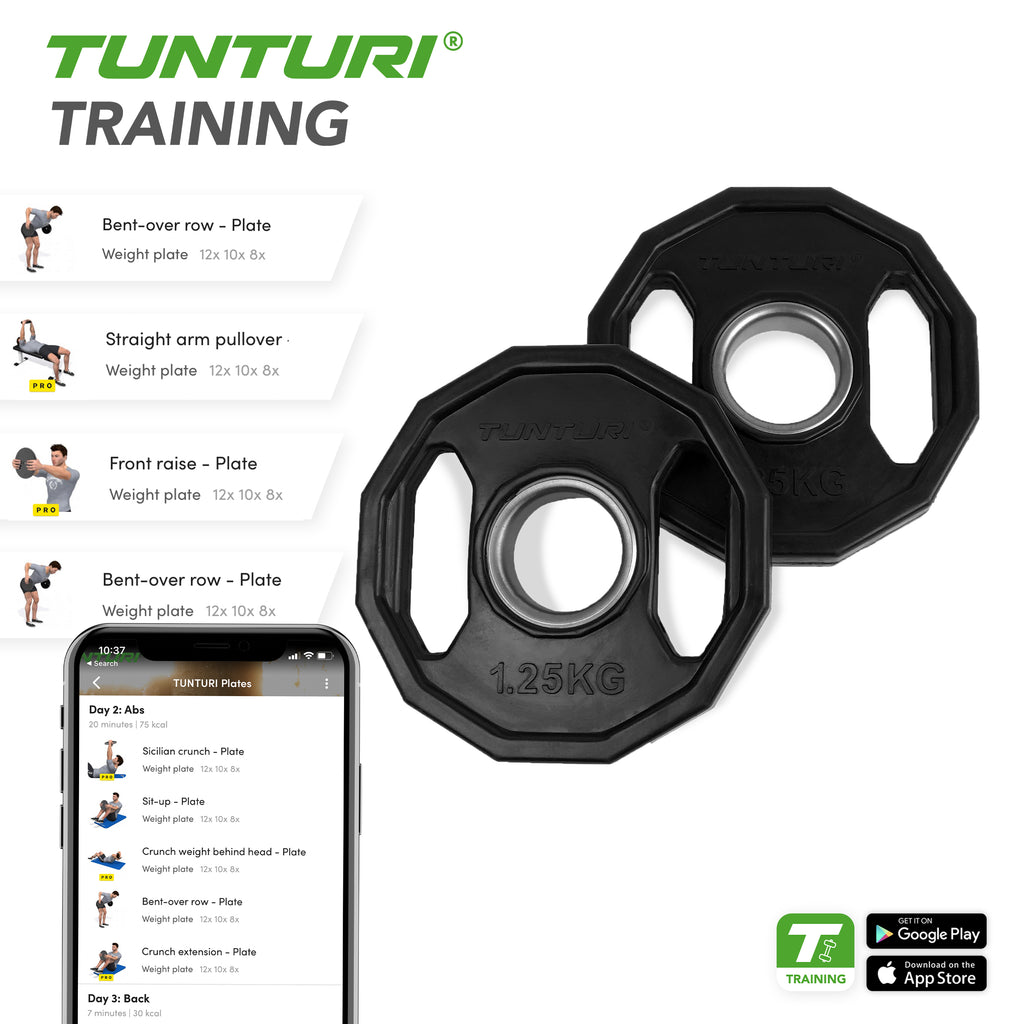 Tunturi Olympic Rubber Plates 1.25kg - Pair afbeelding 4