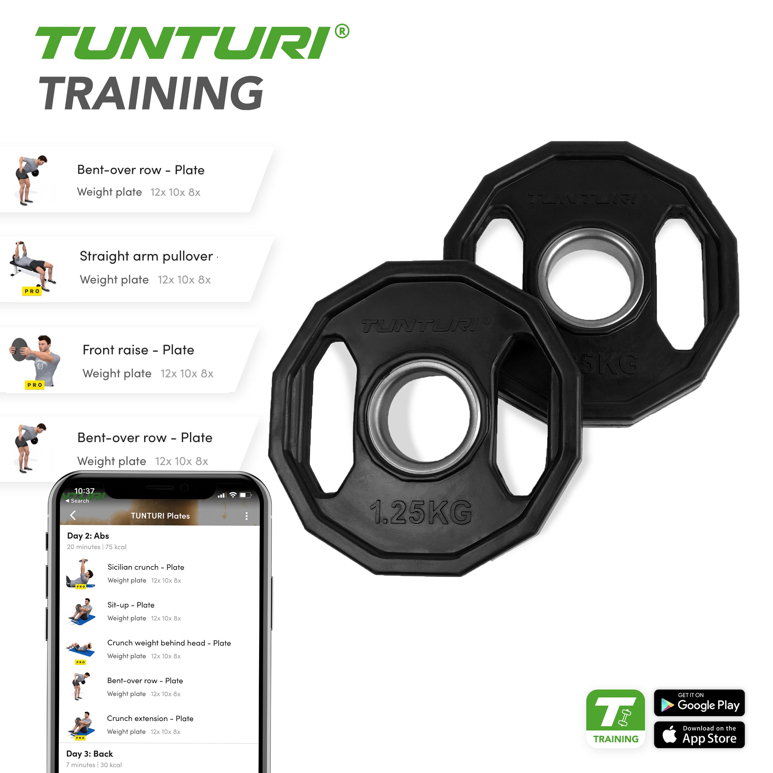 Tunturi Olympic Rubber Plates 1.25kg - Pair afbeelding 4