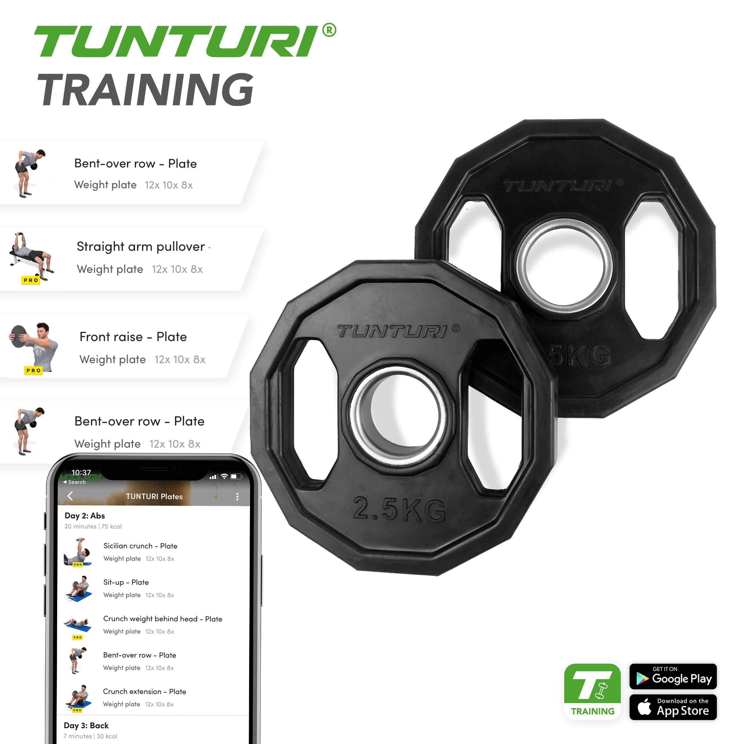 Tunturi Olympic Rubber Plates 2.5kg - Pair afbeelding 4