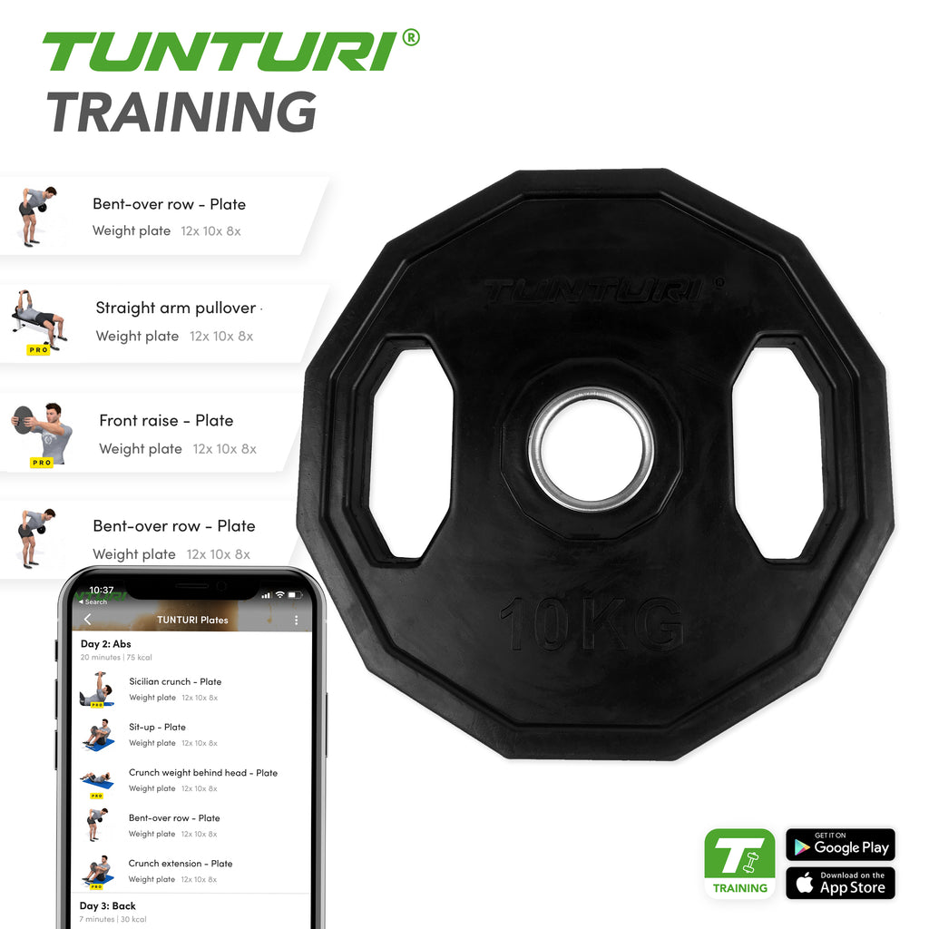 Tunturi Olympic Rubber Plate 10.0kg - Single afbeelding 3