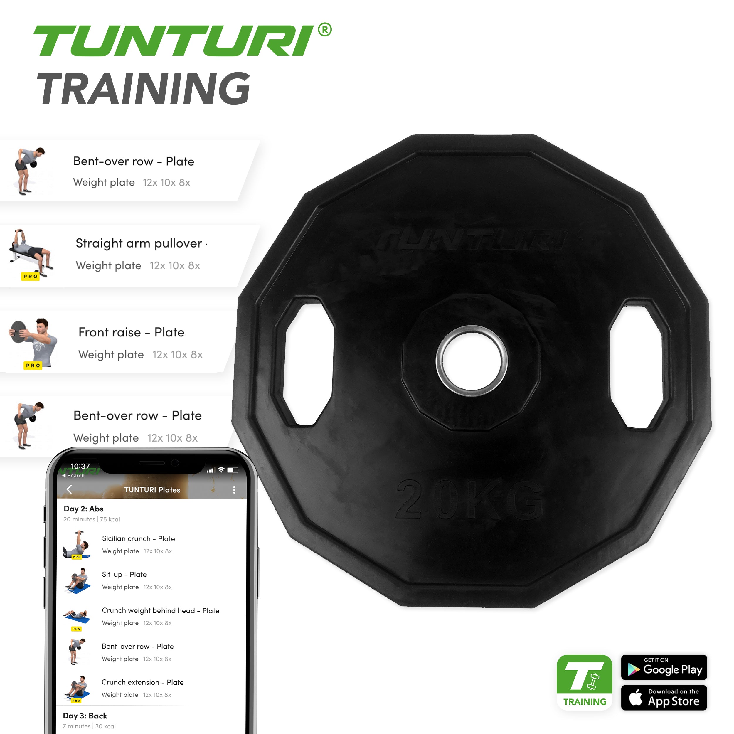 Tunturi Olympic Rubber Plate 20.0kg - Single afbeelding 3