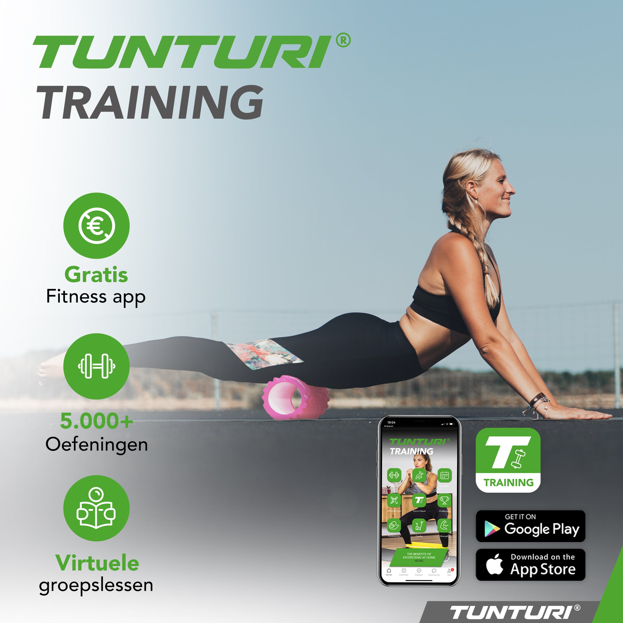 Tunturi Yoga Grid Foam Roller, 33cm, Pink afbeelding 9