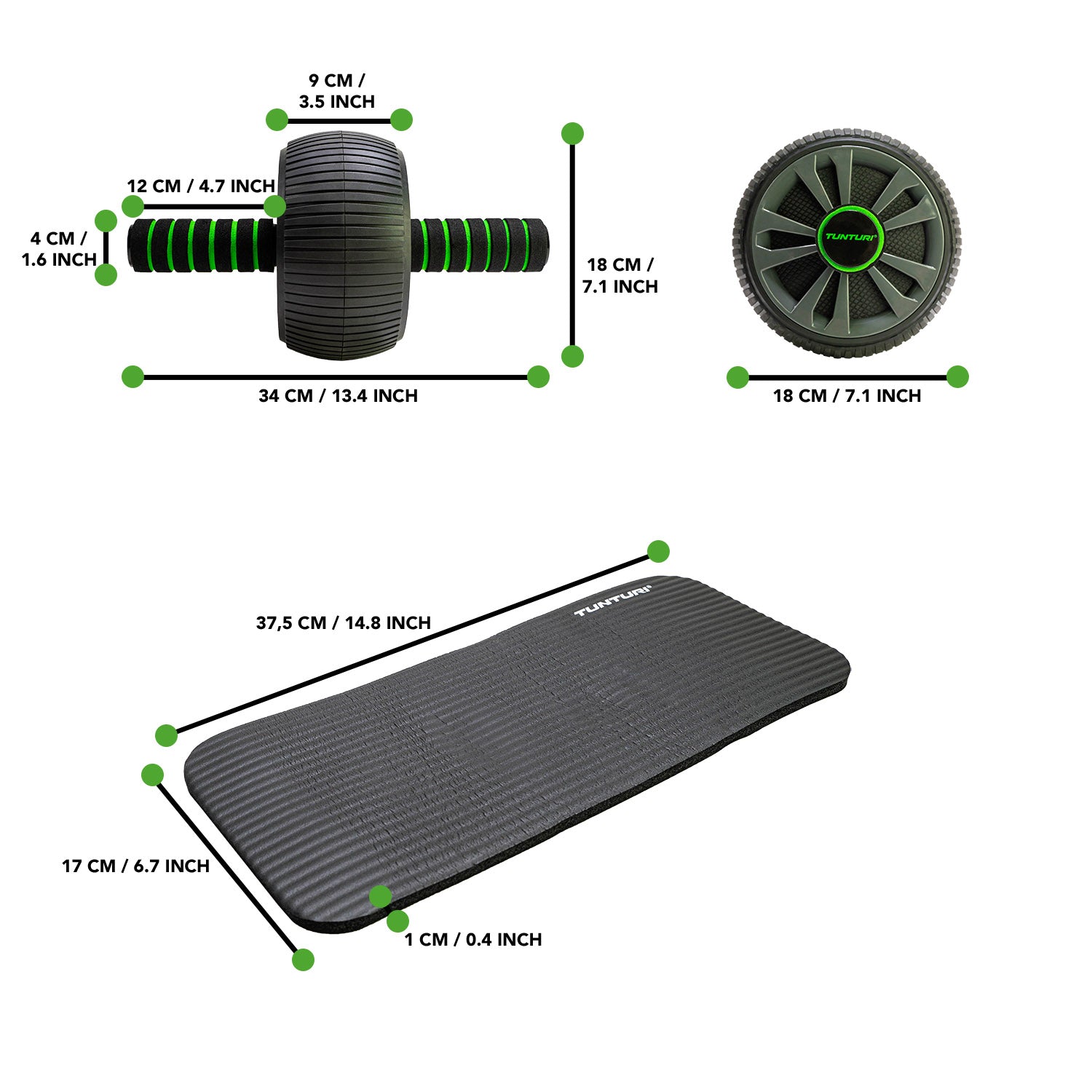 Tunturi Exercise Wheel Deluxe With NBR Knee Pad afbeelding 4