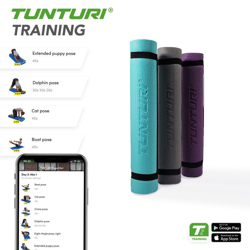 Tunturi PVC Yogamat 4mm Turquoise afbeelding 4