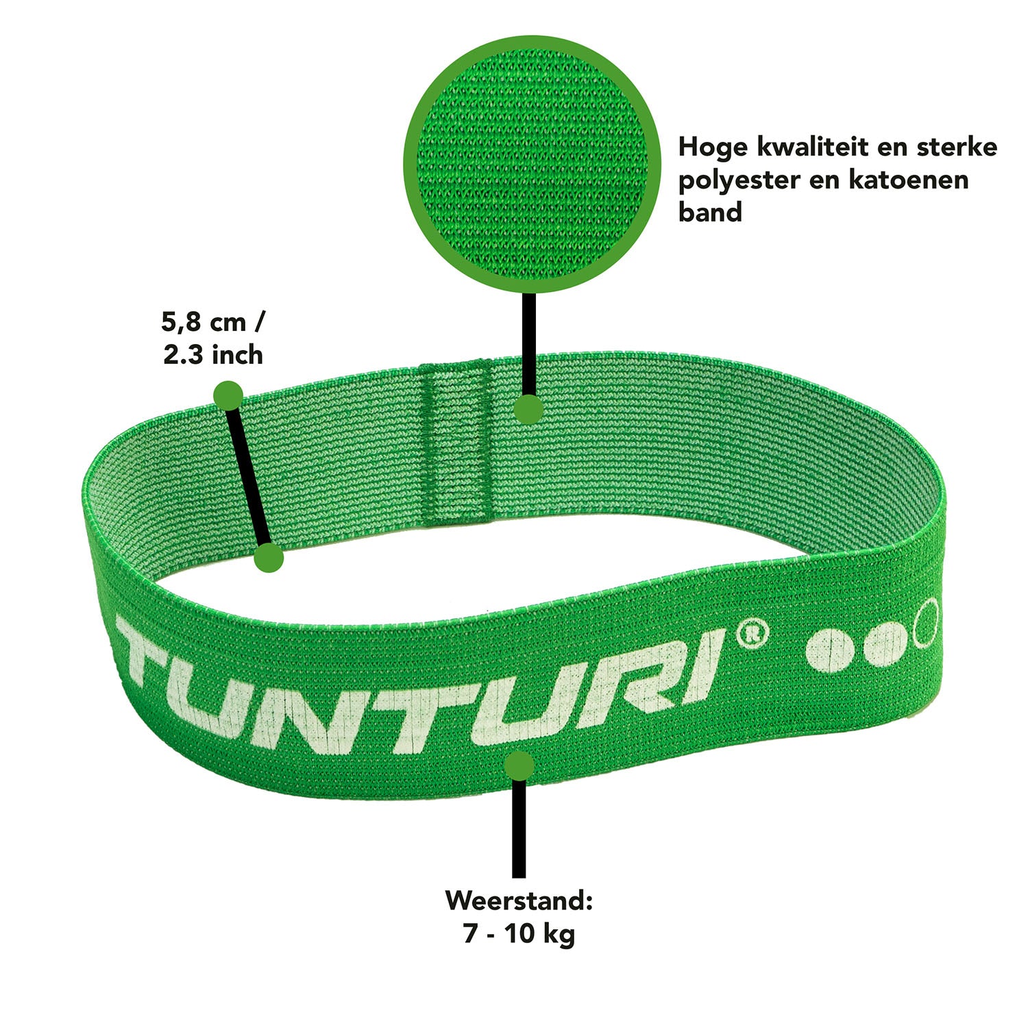 Tunturi Textile Resistance Band, Medium, Green afbeelding 3