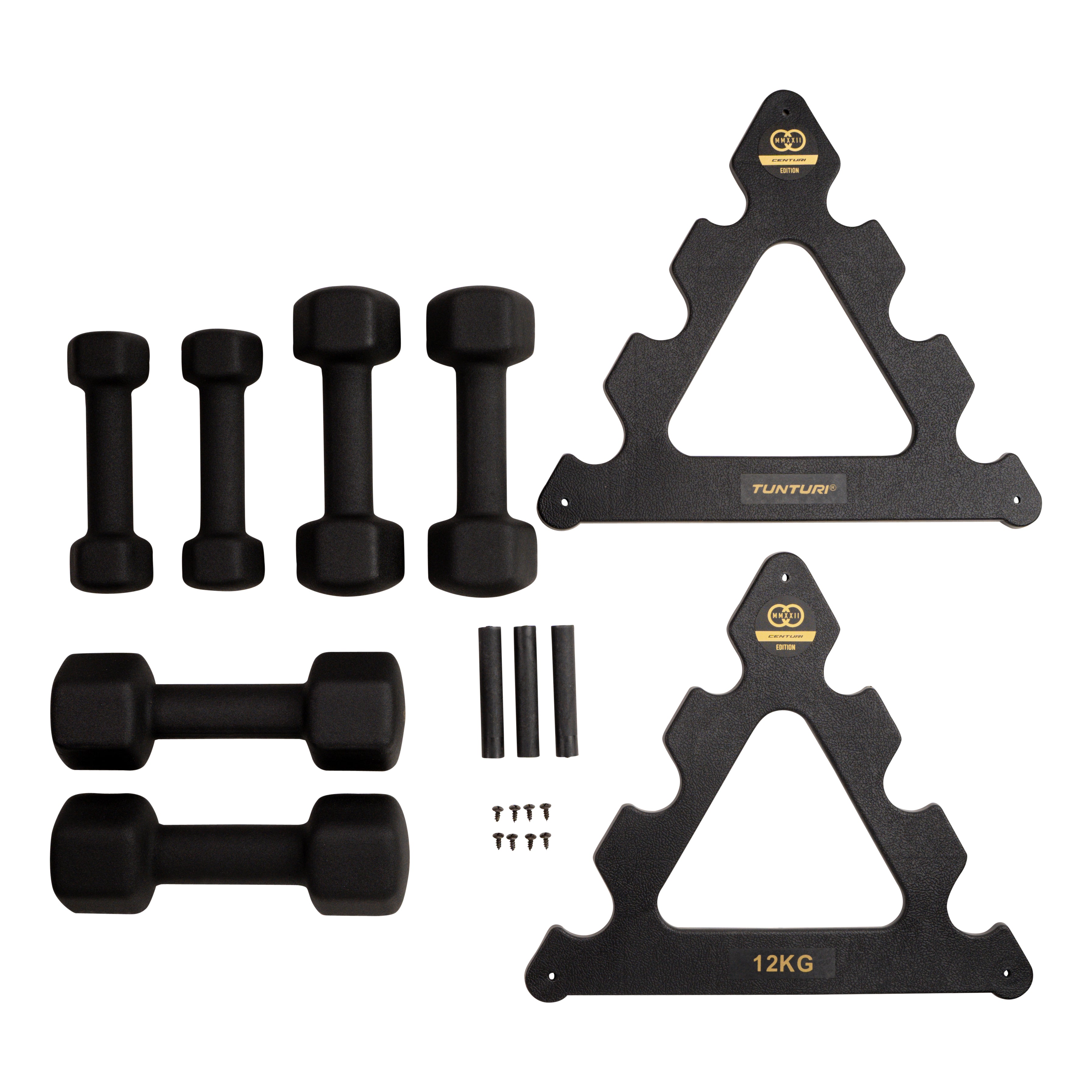 Tunturi Centuri Neopreen Dumbellset 3Prs+Stand afbeelding 2