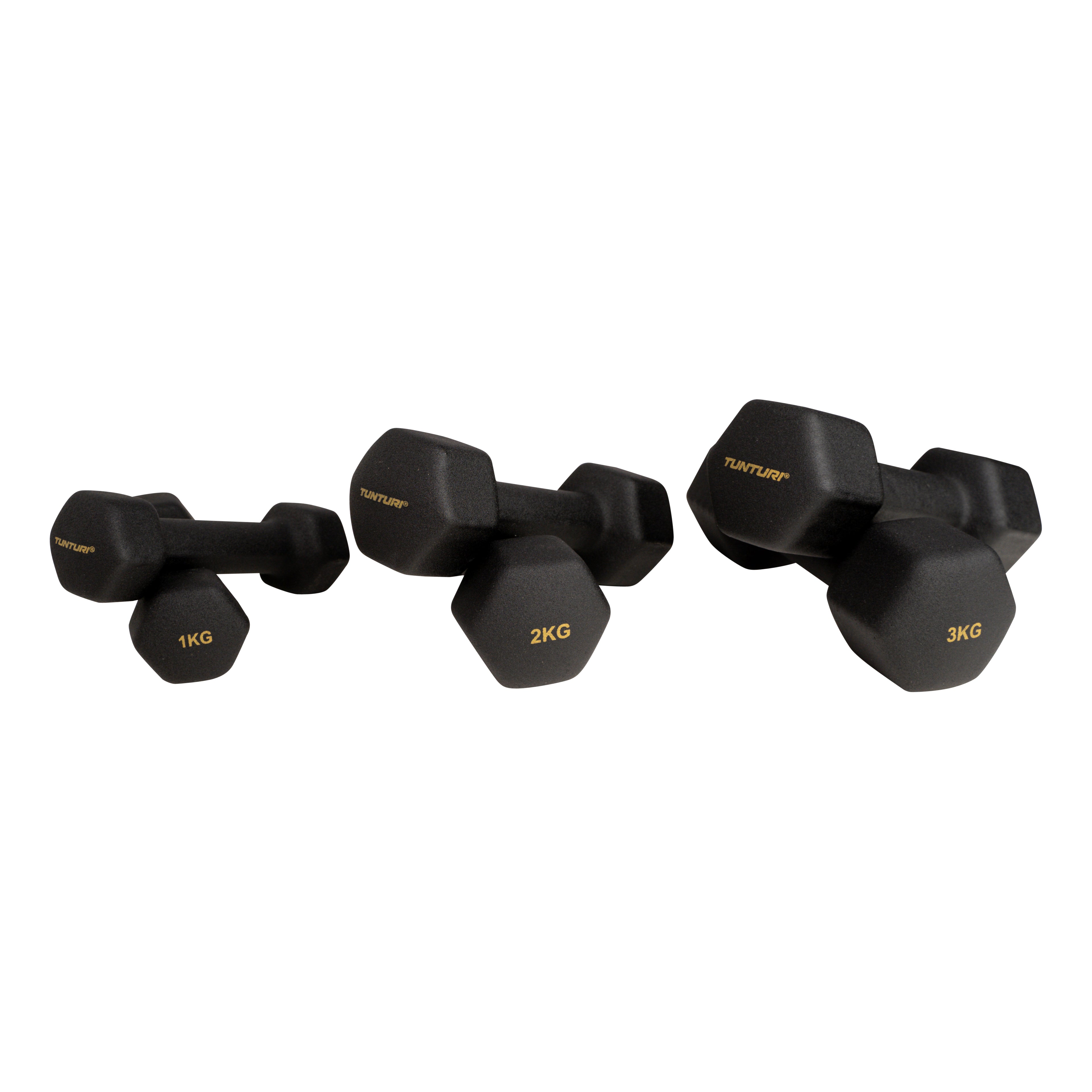 Tunturi Centuri Neopreen Dumbellset 3Prs+Stand afbeelding 4