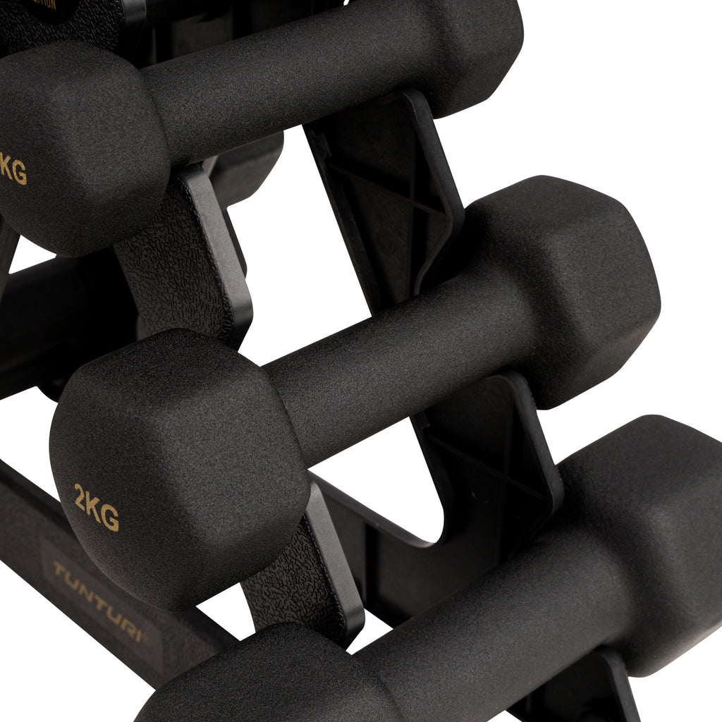 Tunturi Centuri Neopreen Dumbellset 3Prs+Stand afbeelding 5