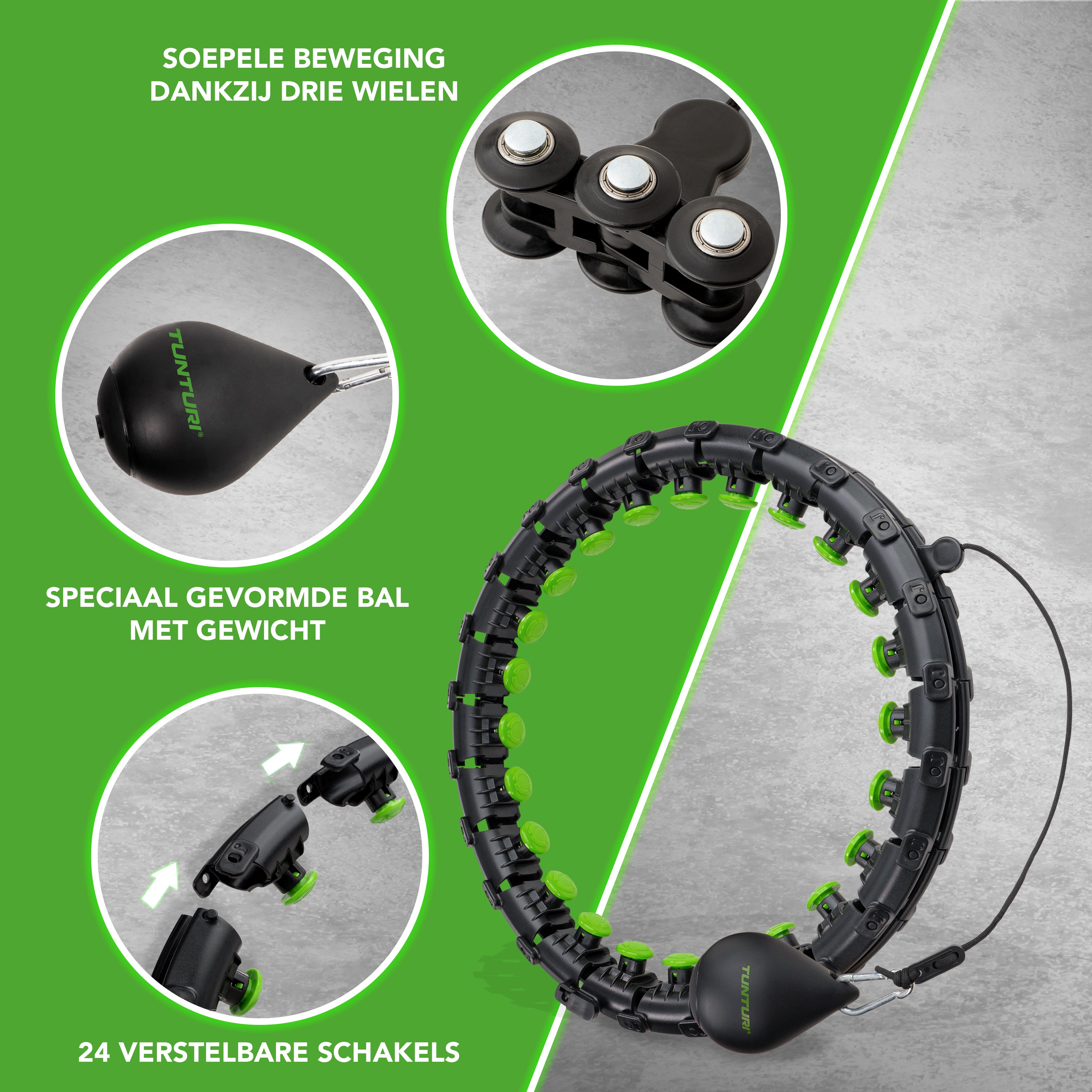Tunturi Adjustable Hula Hoop incl. weight afbeelding 2
