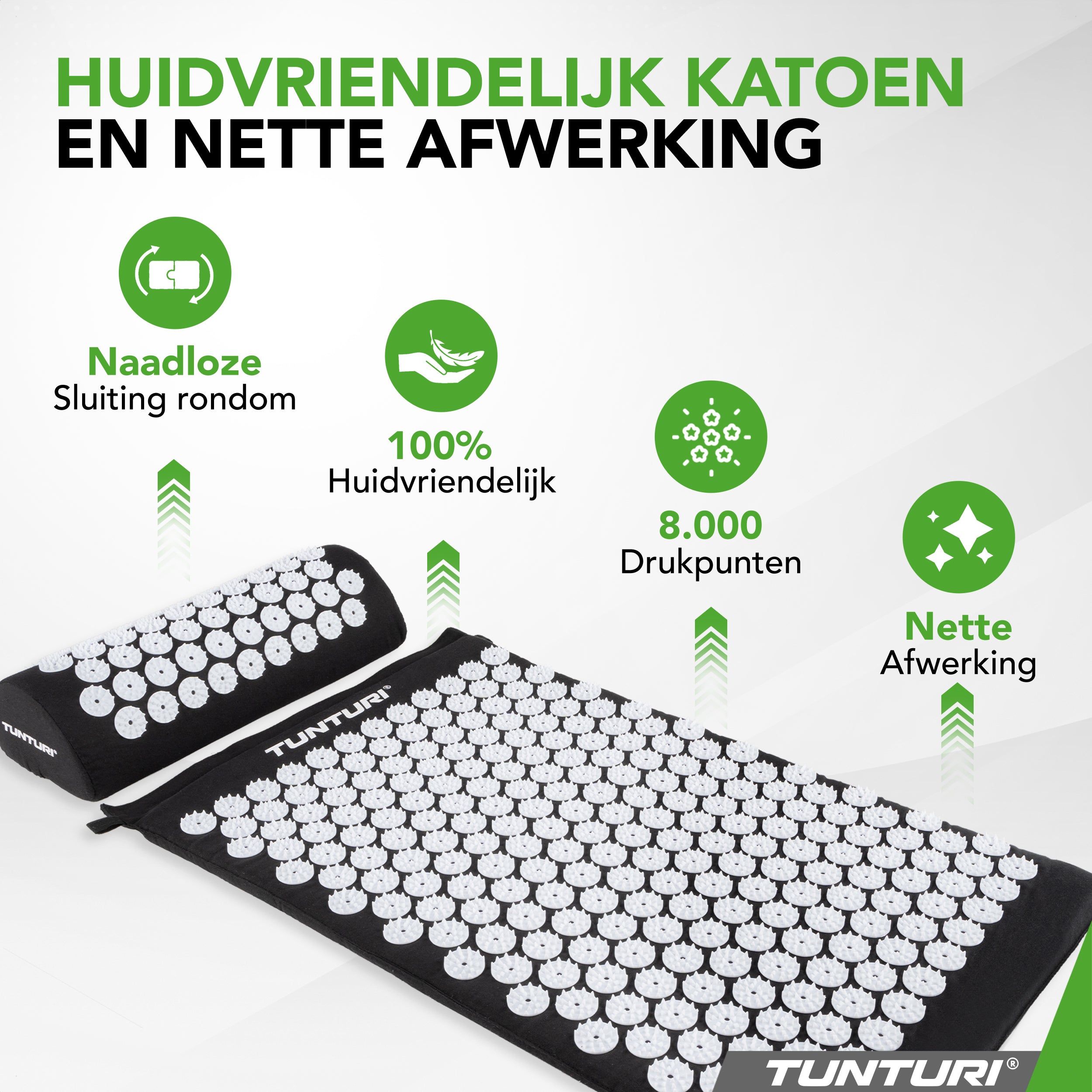 Tunturi Acupressure Mat And Pillow, Black afbeelding 5