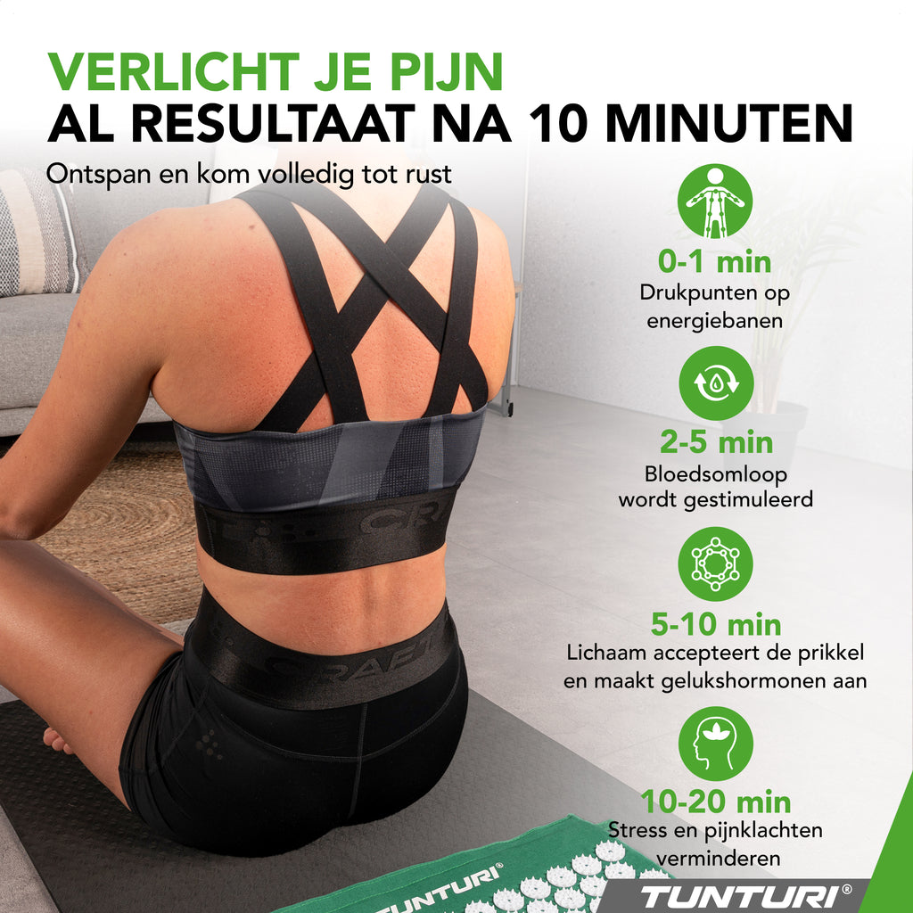 Tunturi Acupressure Mat And Pillow, Green afbeelding 2