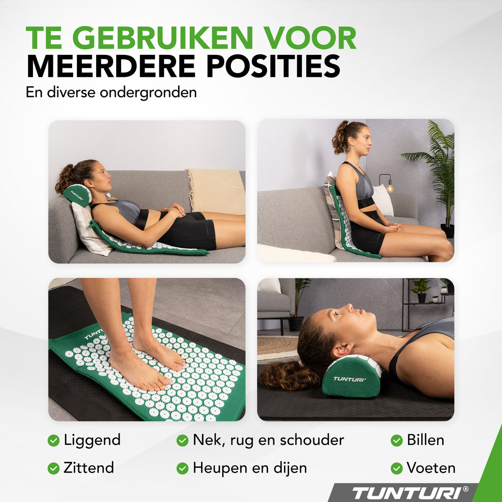 Tunturi Acupressure Mat And Pillow, Green afbeelding 3
