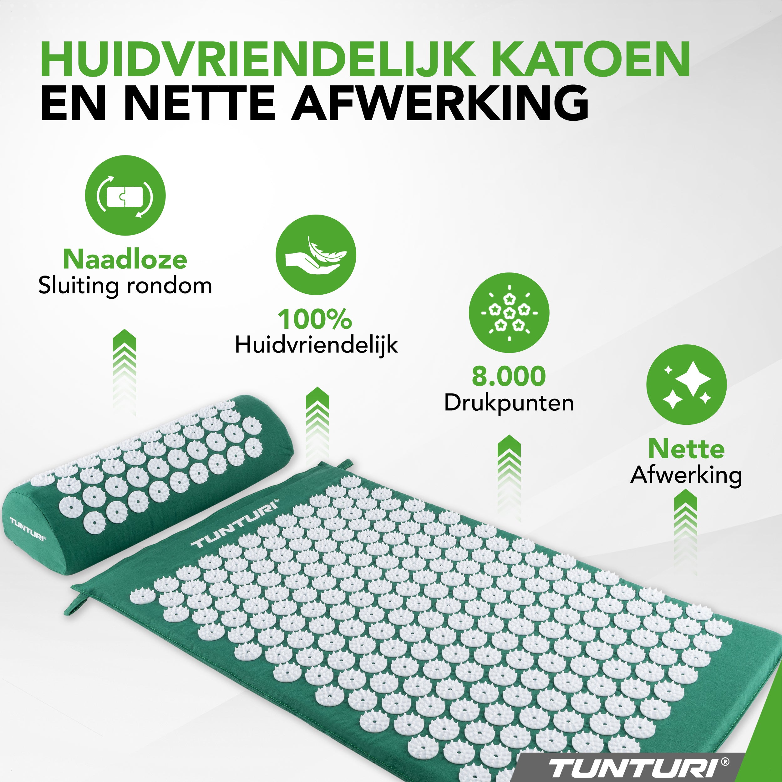 Tunturi Acupressure Mat And Pillow, Green afbeelding 4