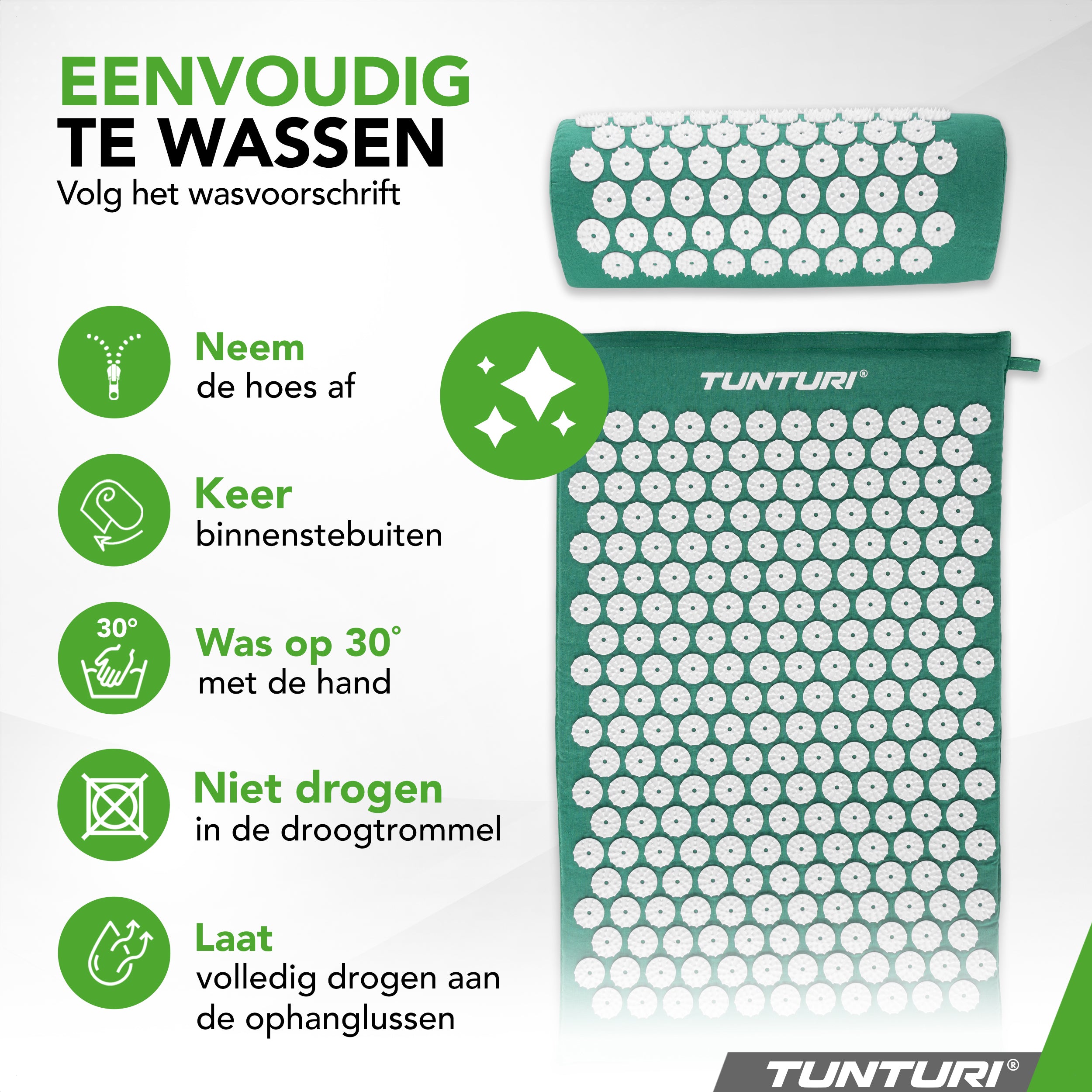 Tunturi Acupressure Mat And Pillow, Green afbeelding 5