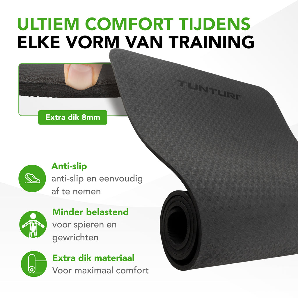 Tunturi Yogamat 8mm - Black afbeelding 2