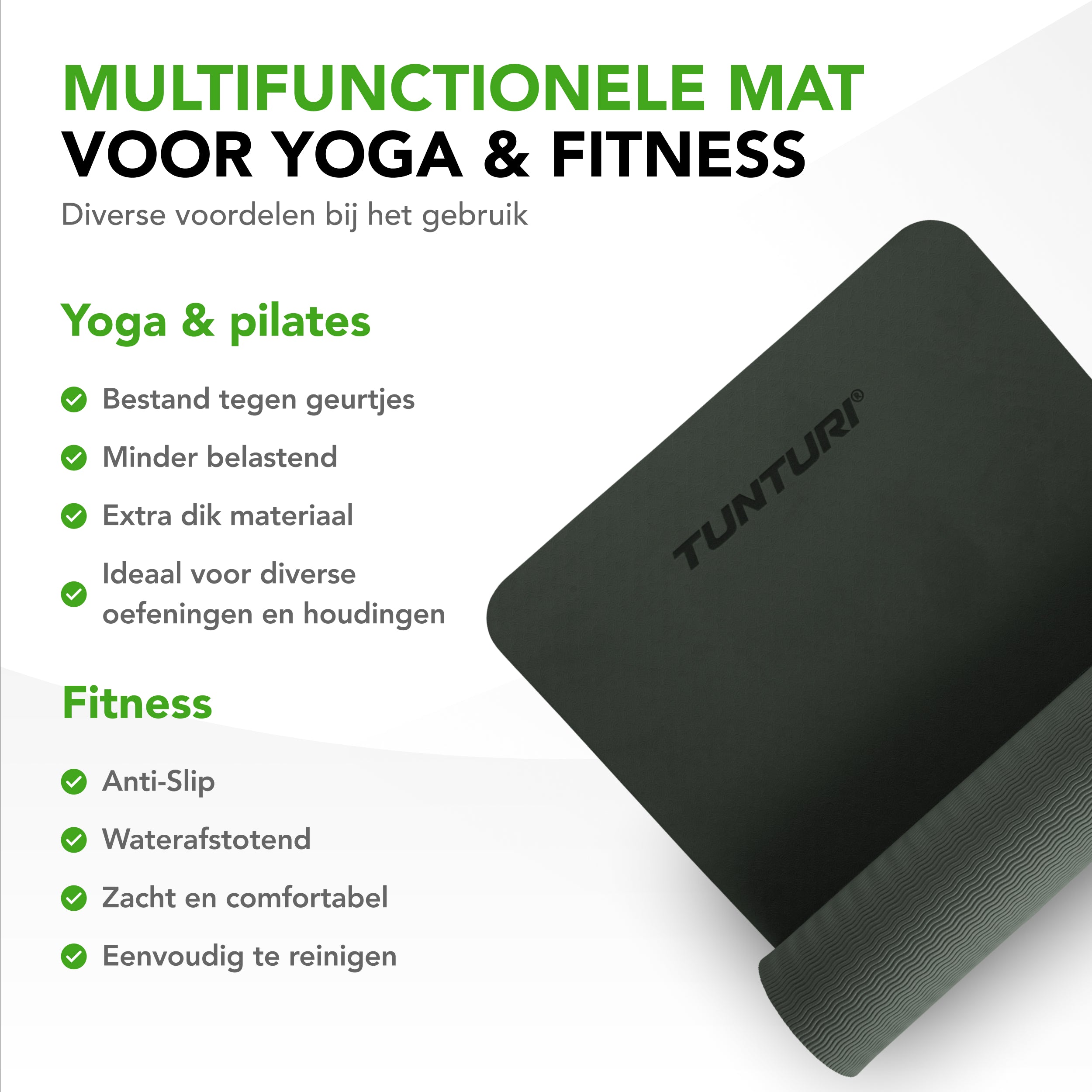 Tunturi Yogamat 8mm - Black afbeelding 5