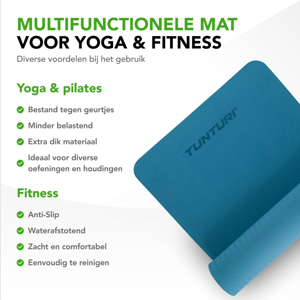 Tunturi Yogamat 8mm - Petrol Blue afbeelding 5
