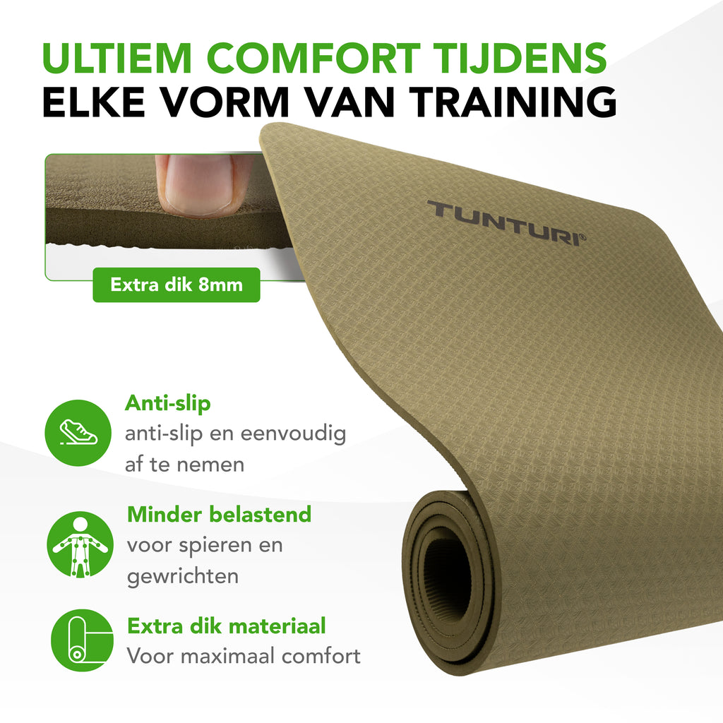 Tunturi Yogamat 8mm - Army Green afbeelding 2