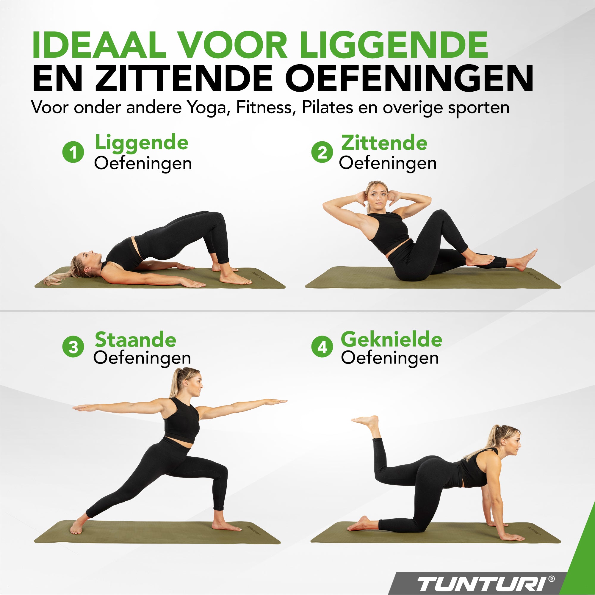 Tunturi Yogamat 8mm - Army Green afbeelding 4