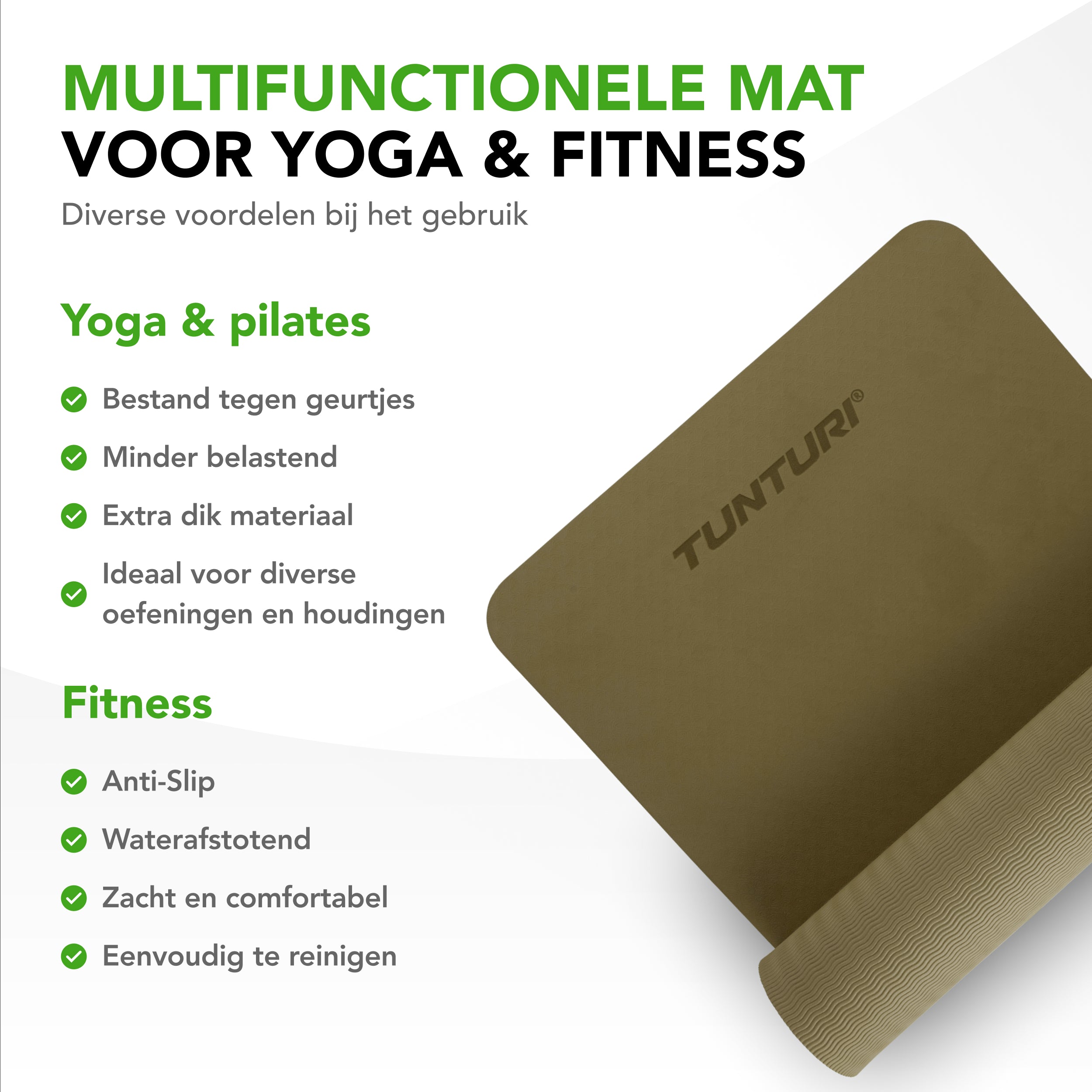Tunturi Yogamat 8mm - Army Green afbeelding 5