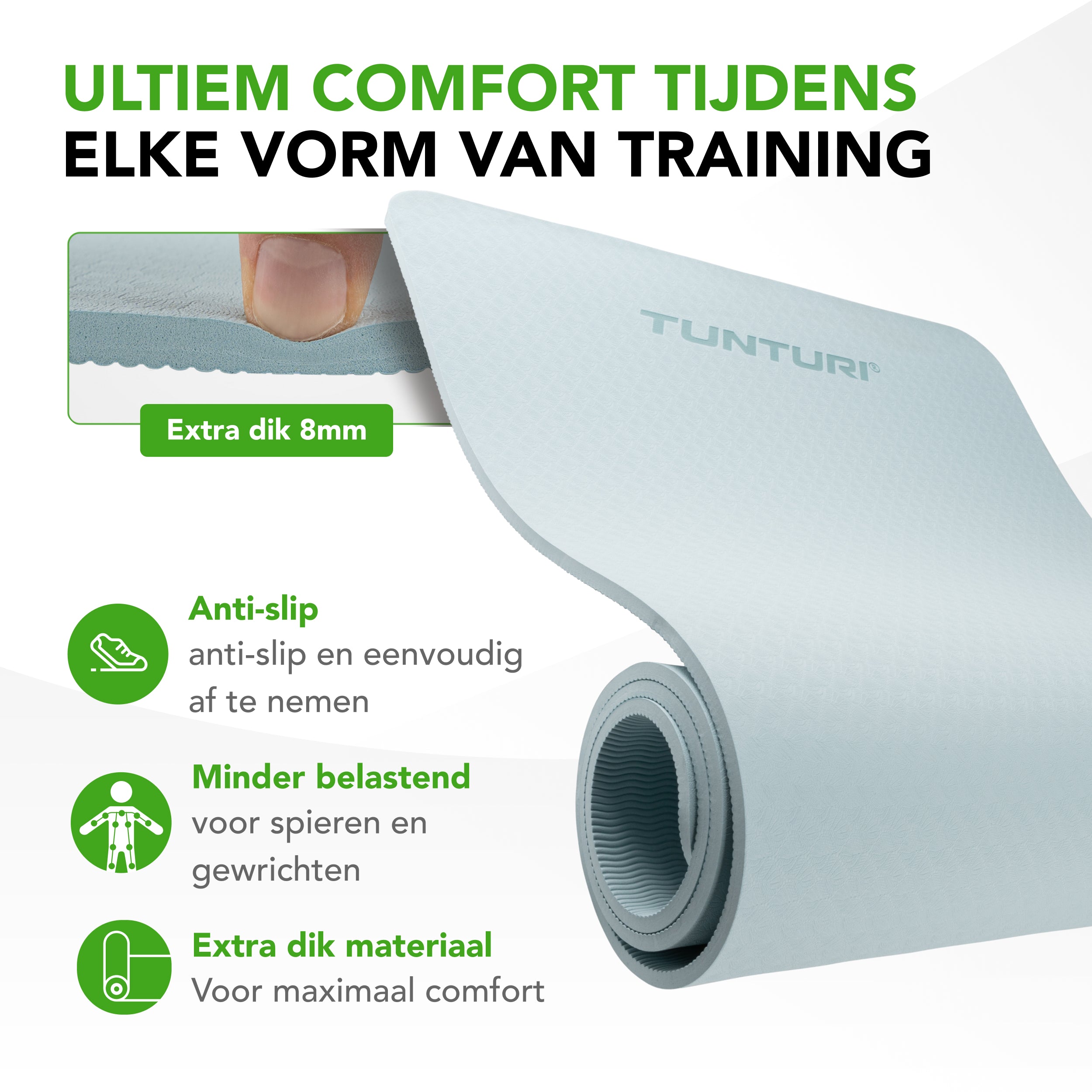 Tunturi Yogamat 8mm - Light Blue afbeelding 2